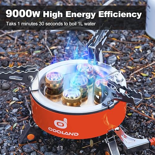 Miniatura 2 de Odoland Estufa de camping portátil de 9000 W Estufa de campamento ligera Estufa plegable para mochileros con caja de EVA para acampar al aire libre,