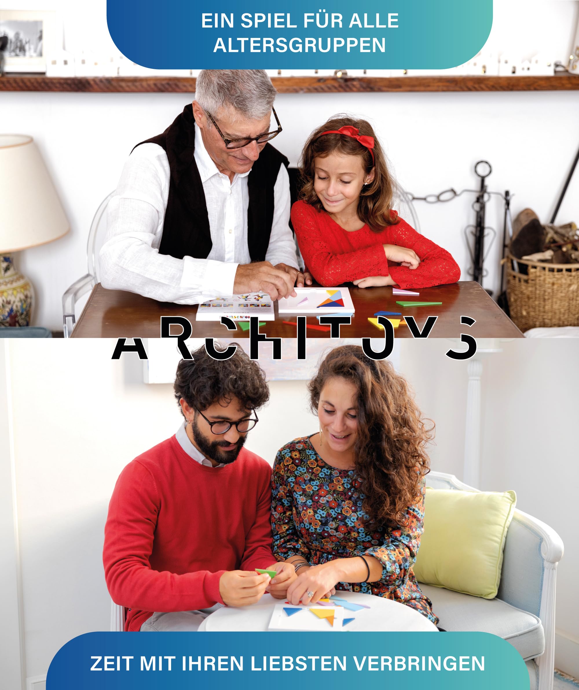 ARCHITOYS | Das Stomachion von Archimedes – Holzpuzzle für alle – EIN echtes Logikspiel, kein gewöhnliches Tangram (Große Größe)