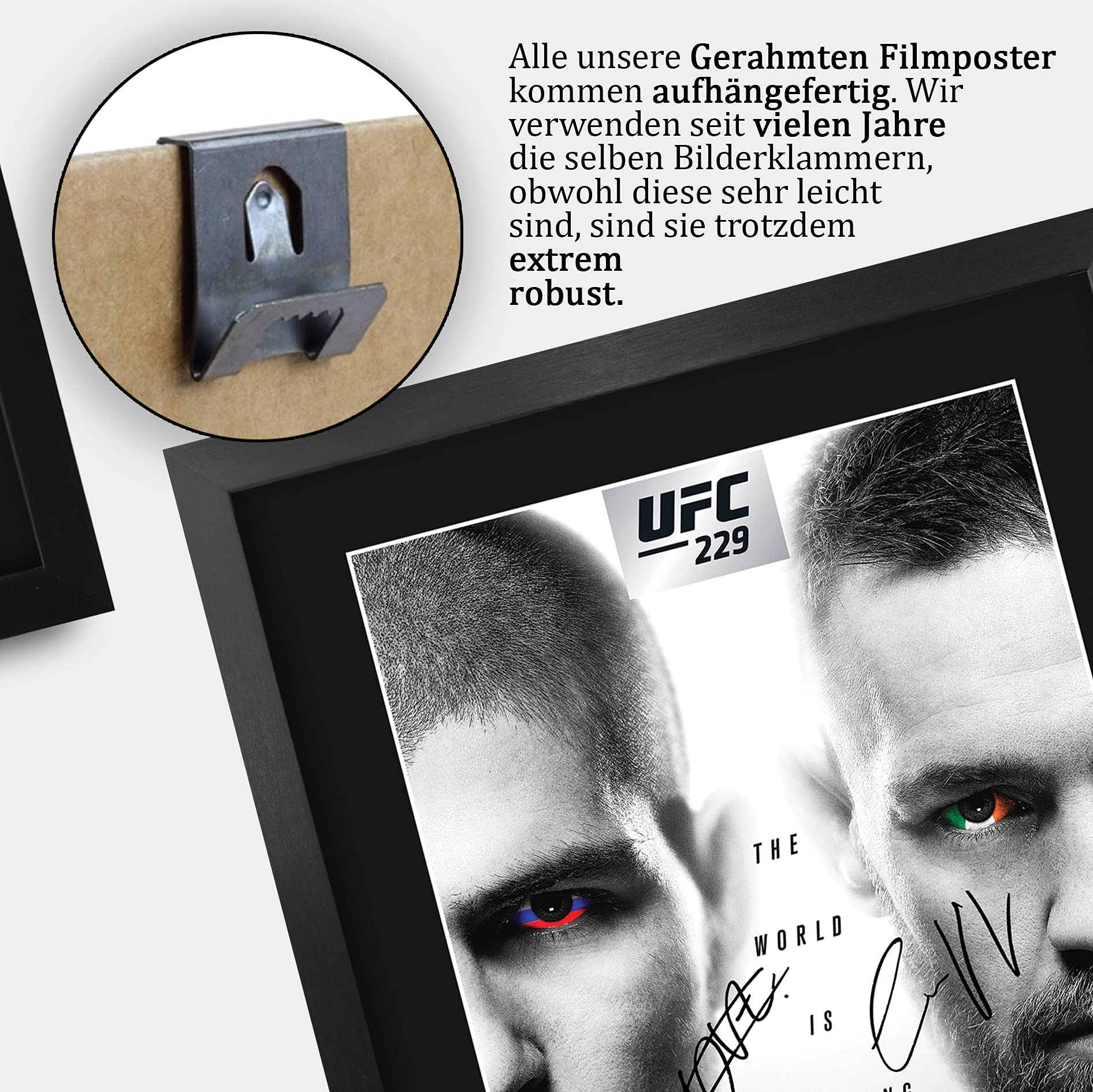 HWC Trading UFC 229 Fight Khabib Nurmagomedov vs Conor McGregor Gifts, gedrucktes Autogramm für UFC-Fans, gerahmt, A3