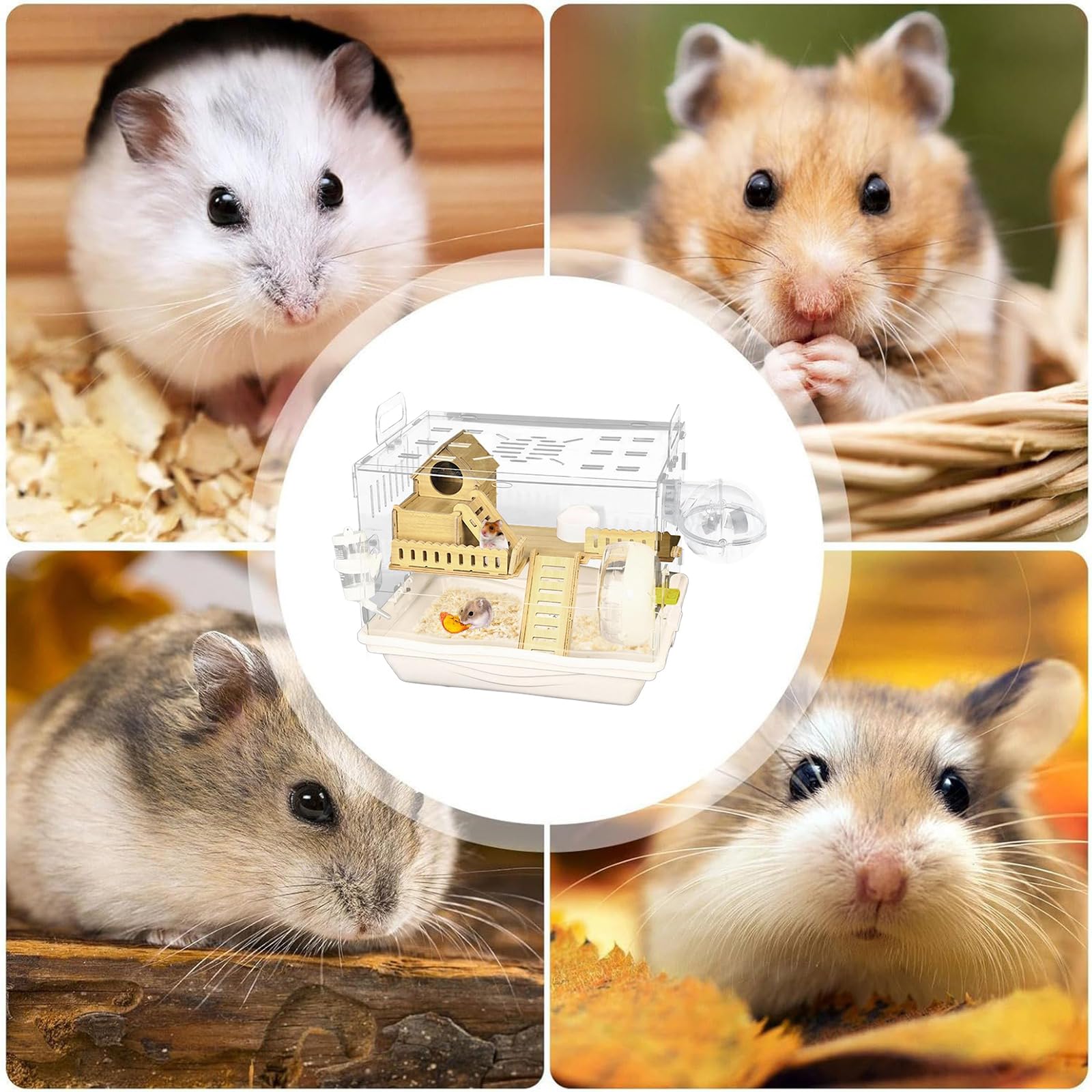 Generico Grande gabbia per criceti | Gabbia di osservazione trasparente per animali domestici, alloggio per gerbilli, traspirante, accessorio per la casa per gli amanti e le famiglie