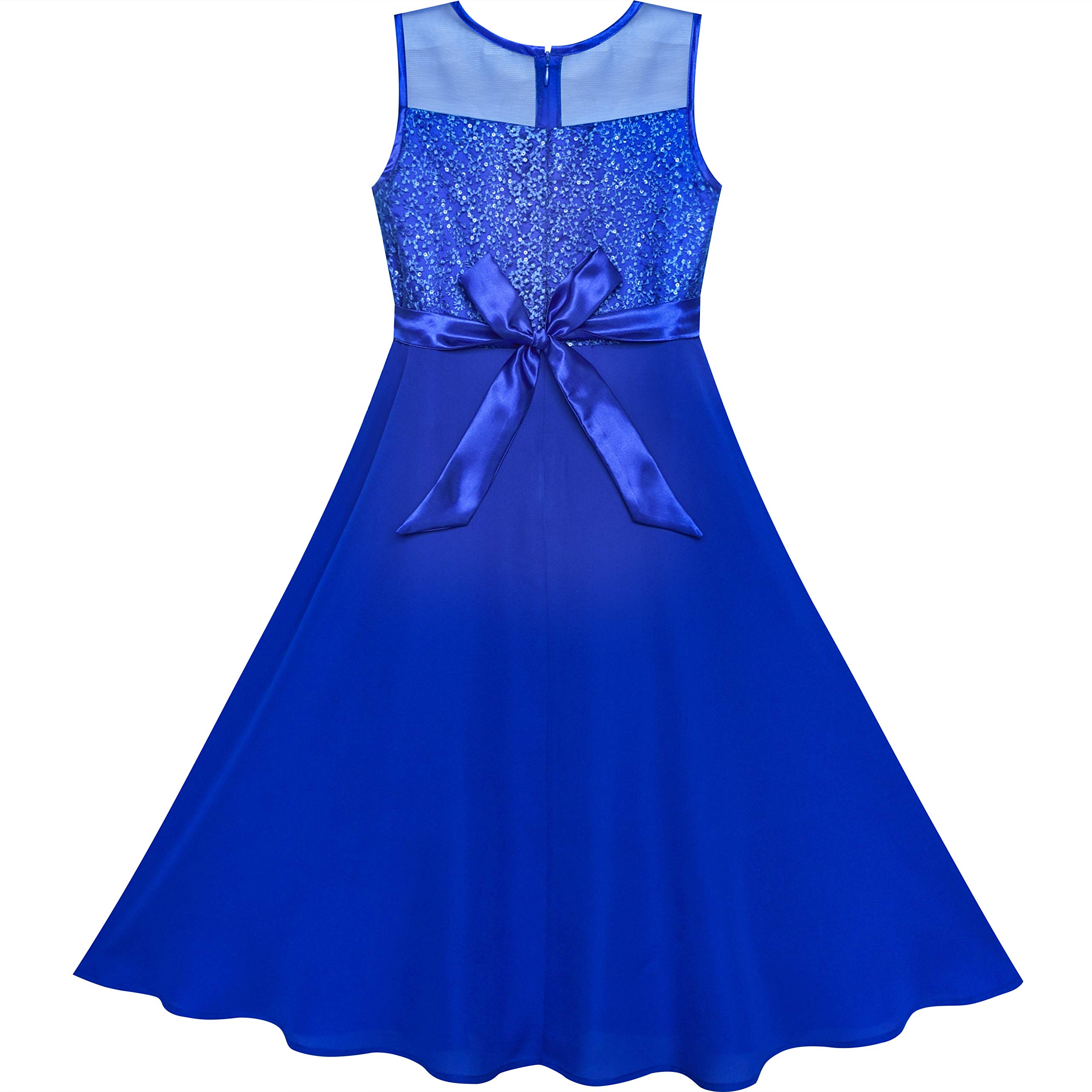 Sunny Fashion Robe Fille Rhinestone Mousseline de Soie Demoiselle d'honneur Bal de Danse Maxi Robe 6-14 Ans