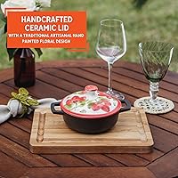 Vista 5 de IMUSA 0.5qt Carmen de Viboral Cast Aluminum Nonstick Caldero 8pc Set with Floral Ceramic Lids (Drop Ship), Black - 14cm