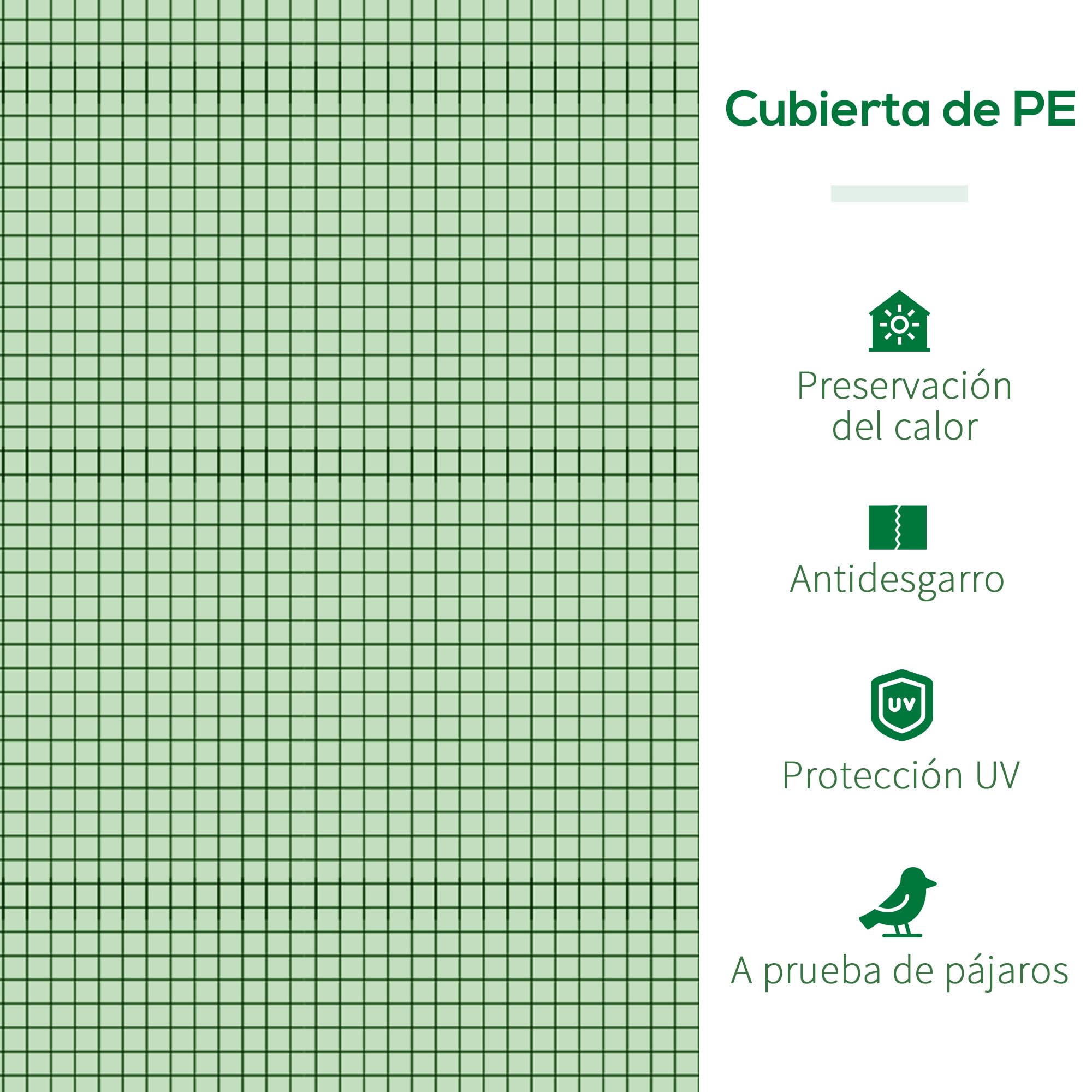 Outsunny Invernadero de Exterior 295x100x80 cm Invernadero de Jardín con 3 Puertas Enrollables Marco de Acero para Cultivos Plantas Flores Verde
