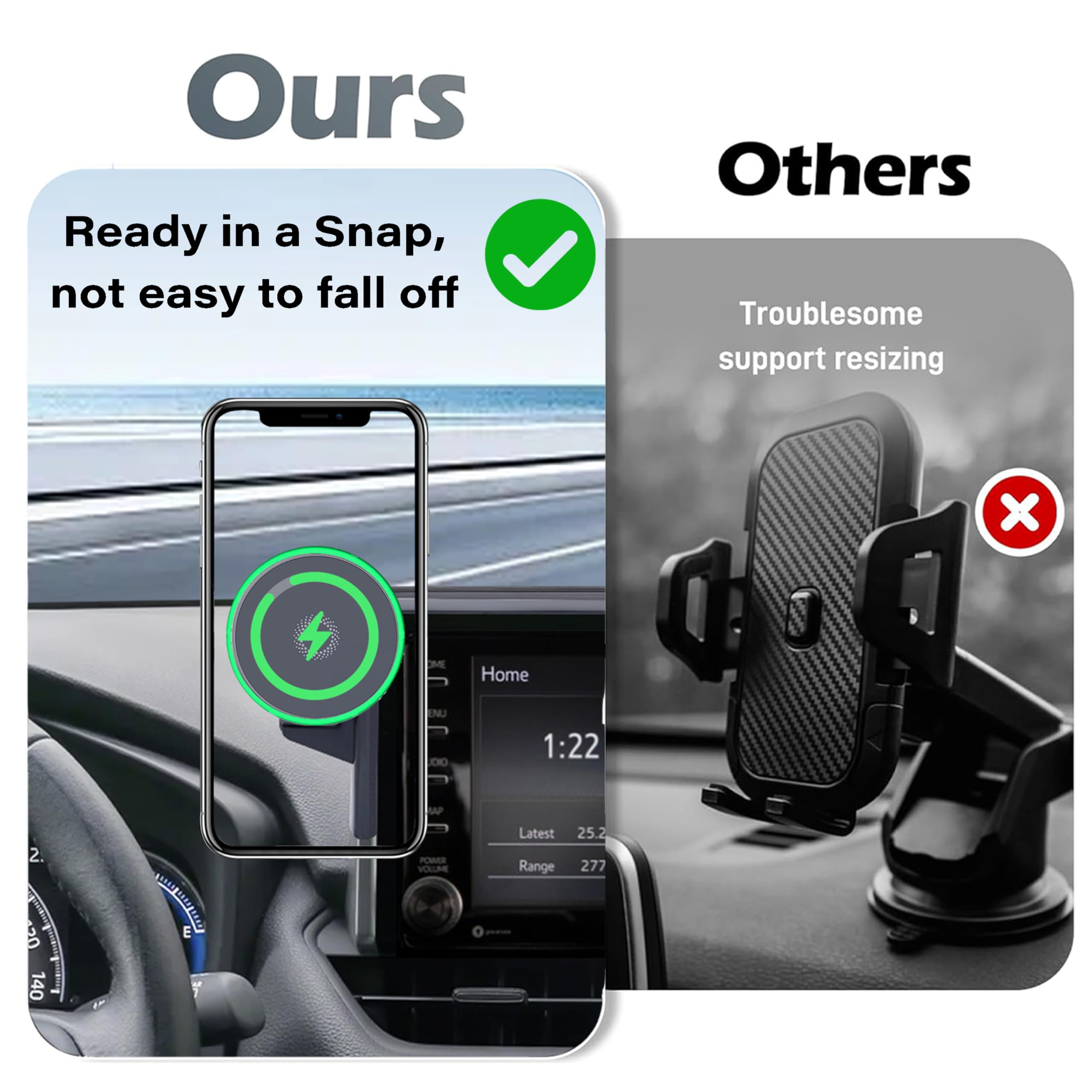 Samochodowy uchwyt na telefon do Toyota RAV4 2019-2025 akcesoria Zastosuj do ekranu dotykowego 7/20.3 cm 15 W Szybka bezprzewodowa ładowarka ekran stały klips uchwyt na telefon komórkowy