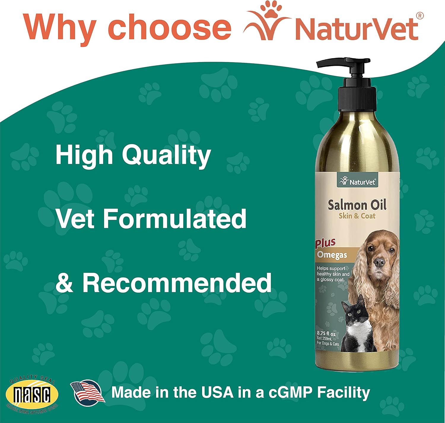 Buy NaturVet Salmon Oil Skin & Coat Plus Omegas Supports Healthy