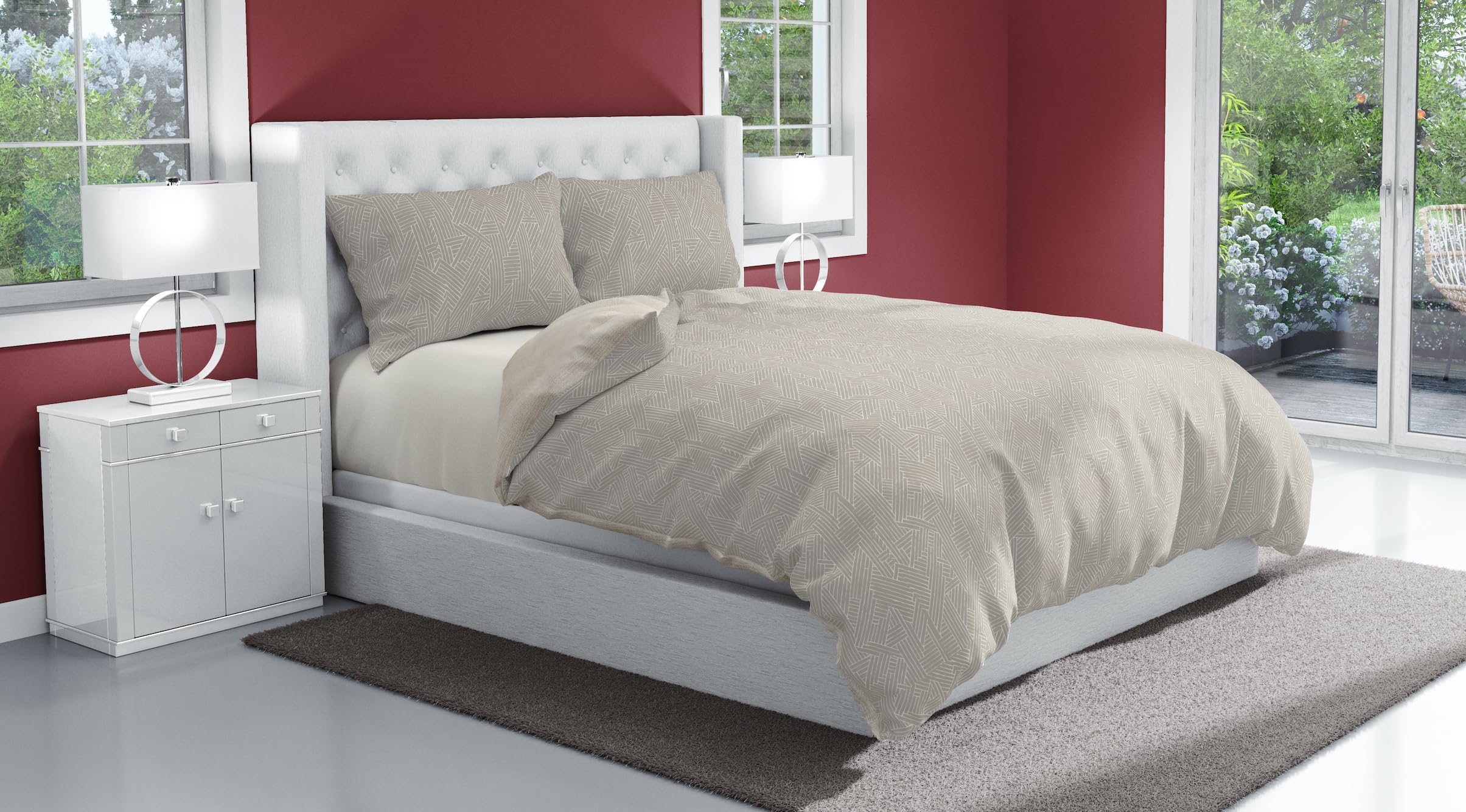 Le vie del Cotone, George Pure Cotton Duvet Cover Set, Grey, Queen-size bed - Image 2
