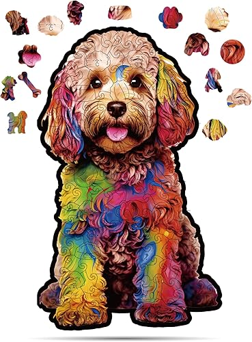 CRAFTHUB Rompecabezas de madera de animales para adultos – A3 perro cockapoo con 141 piezas – Rompecabezas con formas de animales únicas – 11.3 x