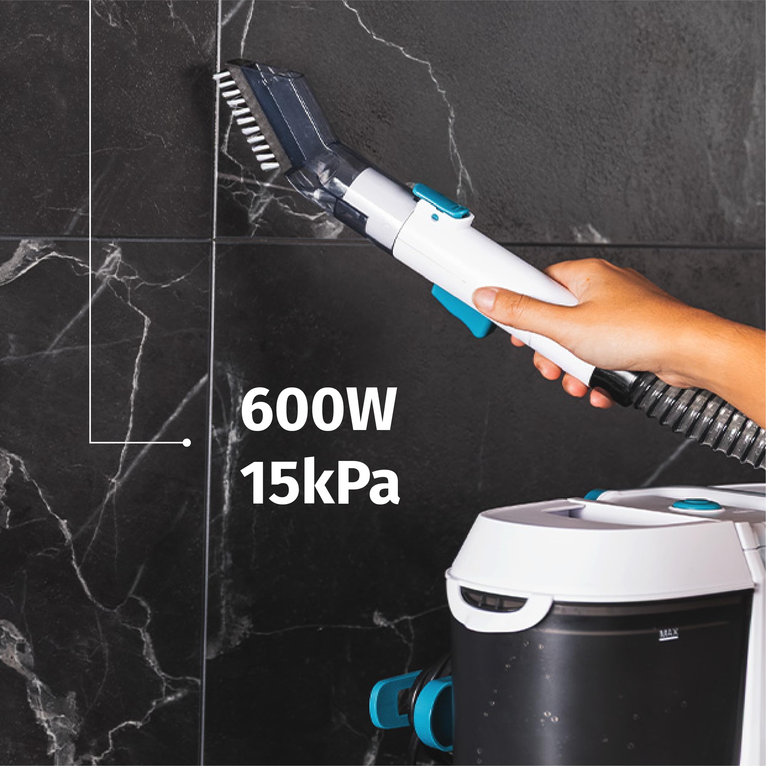Di4 Aspiroclean Essenza 600, Aspirateur pour Tapisseries, Puissance 600W, pour Liquides et Solides, 15 kPa, Double Réservoir, Accessoires Inclus, Idéal pour Canapés, Tapis, Tapisseries et Voiture