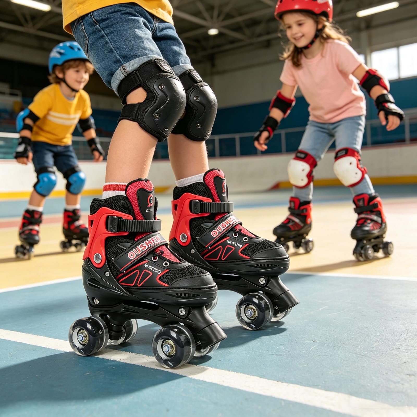 Patines de ruedas ajustables para niños y niñas, con 4 ruedas luminosas, para principiantes, regalo de Navidad de cumpleaños