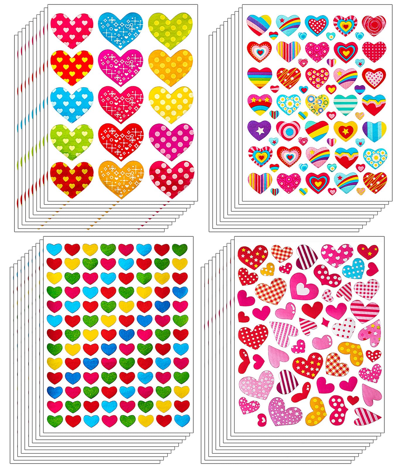 80 Sheets 4680 Pcs Gilter Heart Stickers, Self Adhesive Valentine's Day Heart Sticker for Kids, Love Sticker for Scrapbooking Greeting Cards and Kid