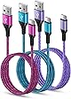 USB Type C ケーブル 【1.8m 3本*3色】 3A急速充電 QC3.0対応 タイプc充電ケーブル 高耐久 ナイロン iPhone 15充電用 USB A to USB C ケーブル タイプc 充電ケーブル iPhone15シリーズ、Xperia XZ/XZ2、Galaxy S20 S10+ S9、Huawei P30 P20、LG その他USB-C機器対応