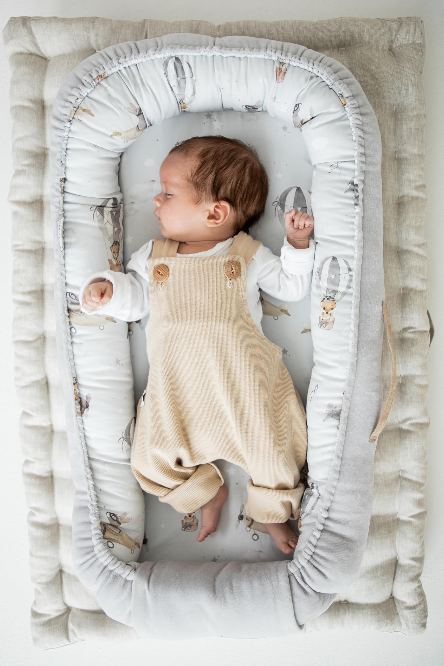 Babynestchen Gans - 80x45cm - Warmer Baby Nestchen für Babybett - Schlafnest fürs Schlafen - Bettnestchen Babys Kokon Kuschelnest