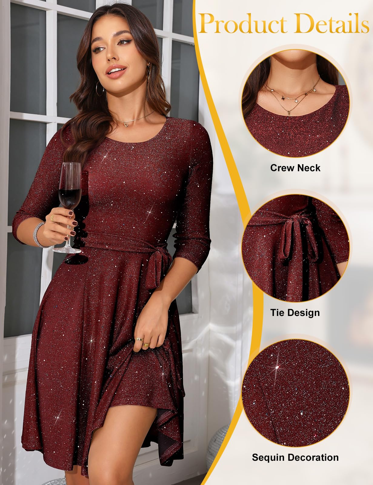 heekpek Cocktailkleid Damen Elegant Kleid Partykleid