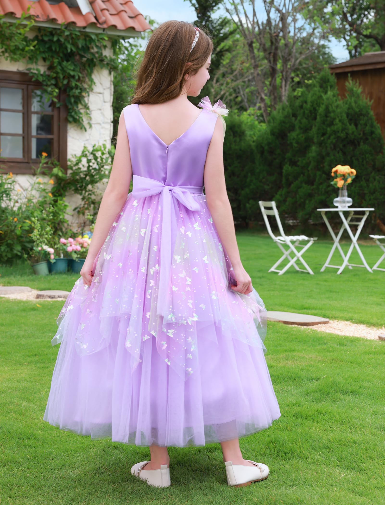 Vestido de niña de boda princesa vestido de tul vestido de fiesta de flores | Falda de tul multicapa con adorno floral y silueta elegante para bodas, cumpleaños y ocasiones especiales