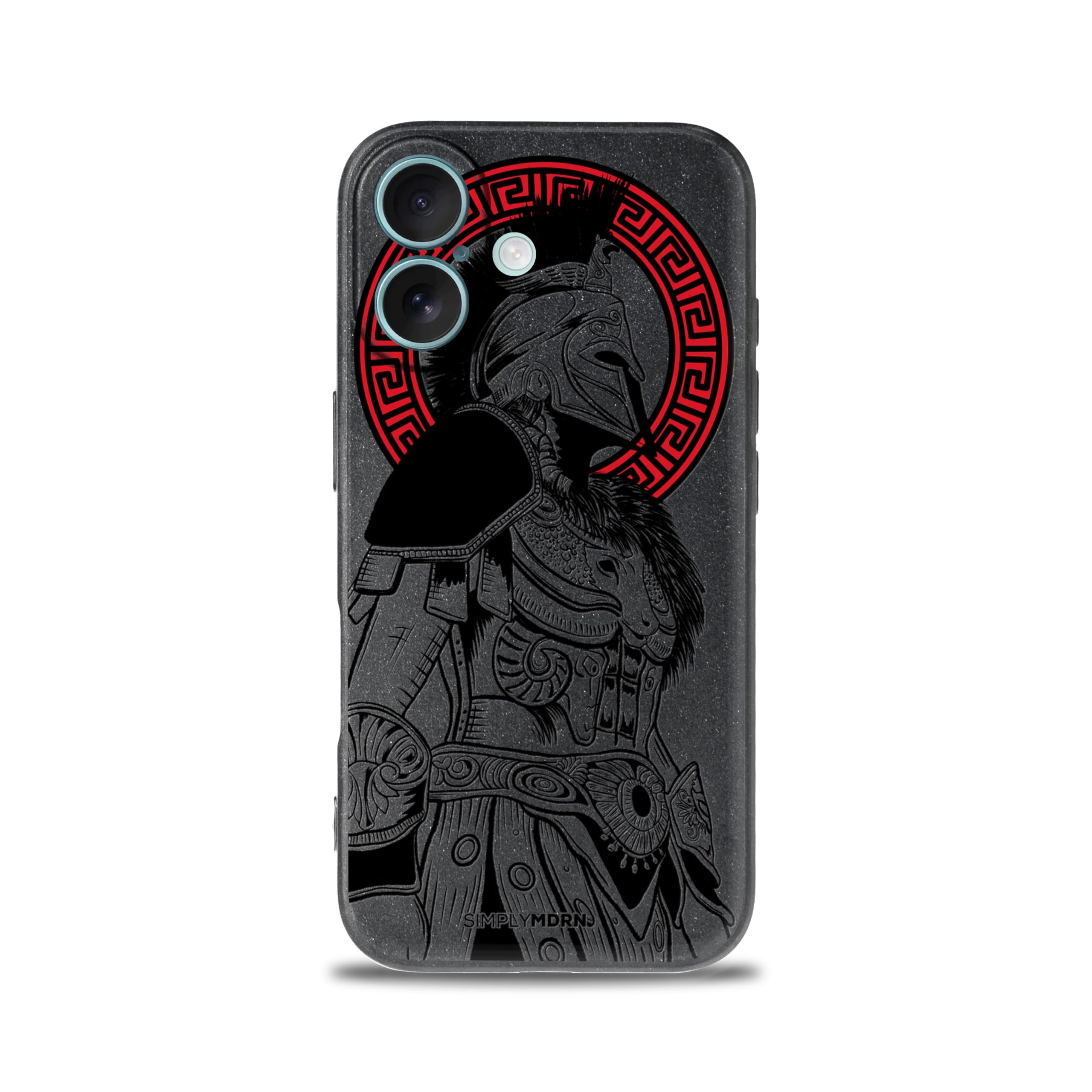 SIMPLYMDRN Slim for iPhone 16 Plus Case - Warrior Design - Cool Case for Men - Fighter Assassin Case - Slim and Flexible (Gladiator Black)