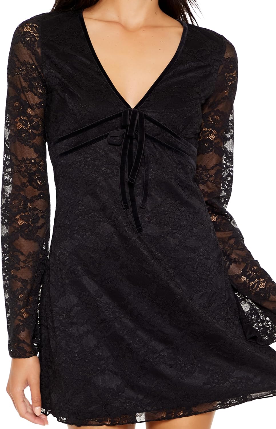 Forever 21 Womens Lace Bow Mini Dress - Image 5