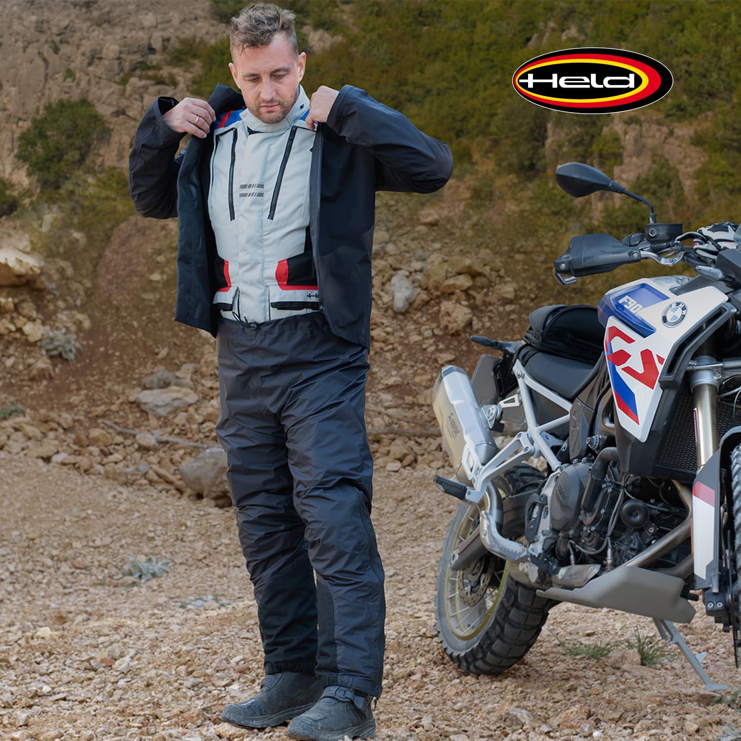 Held Hakuna Matata 3 Base - Motorradhose Damen Wasserdicht und Atmungsaktiv - Cordura RipStop 500D, D3O Level 2 Protektorenhose - CE Schutzkleidung Klasse AA, Grau-Schwarz - Größe M | Wasserdicht