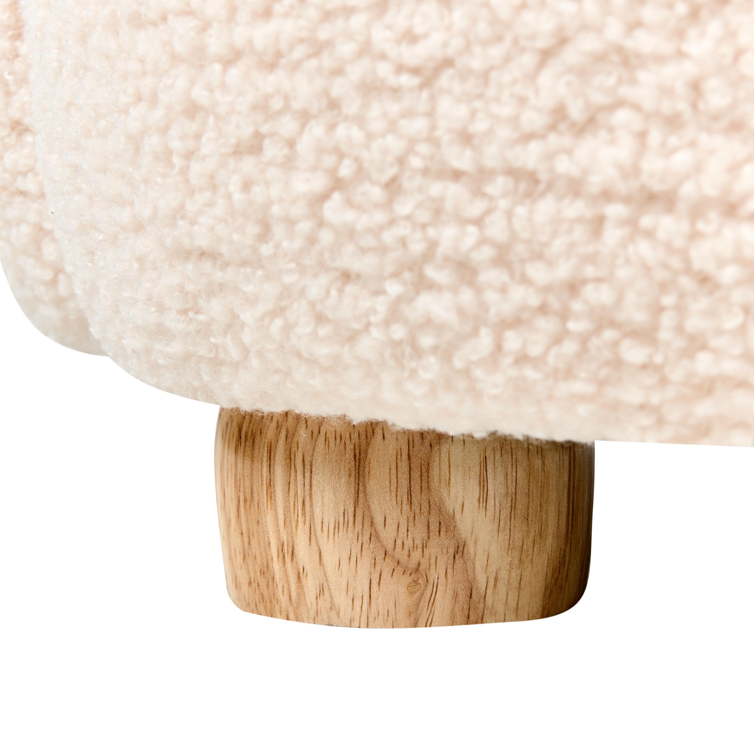 Fauteuil pour Enfants en Bouclé en Forme de Chat Rembourré Blanc Cassé Zoar