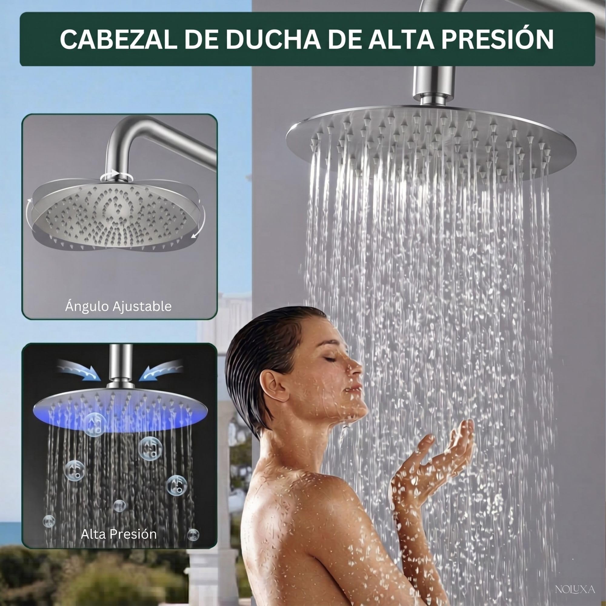 IMEX - Ducha Piscina Exterior Acero S.316 con Lava-pies | Ducha Empotrada Suelo para Jardín, Piscina y Terraza | Grifería 1 vía (Agua Fría) con Rociador y Tratamiento Anticorrosión | Serie Dakota