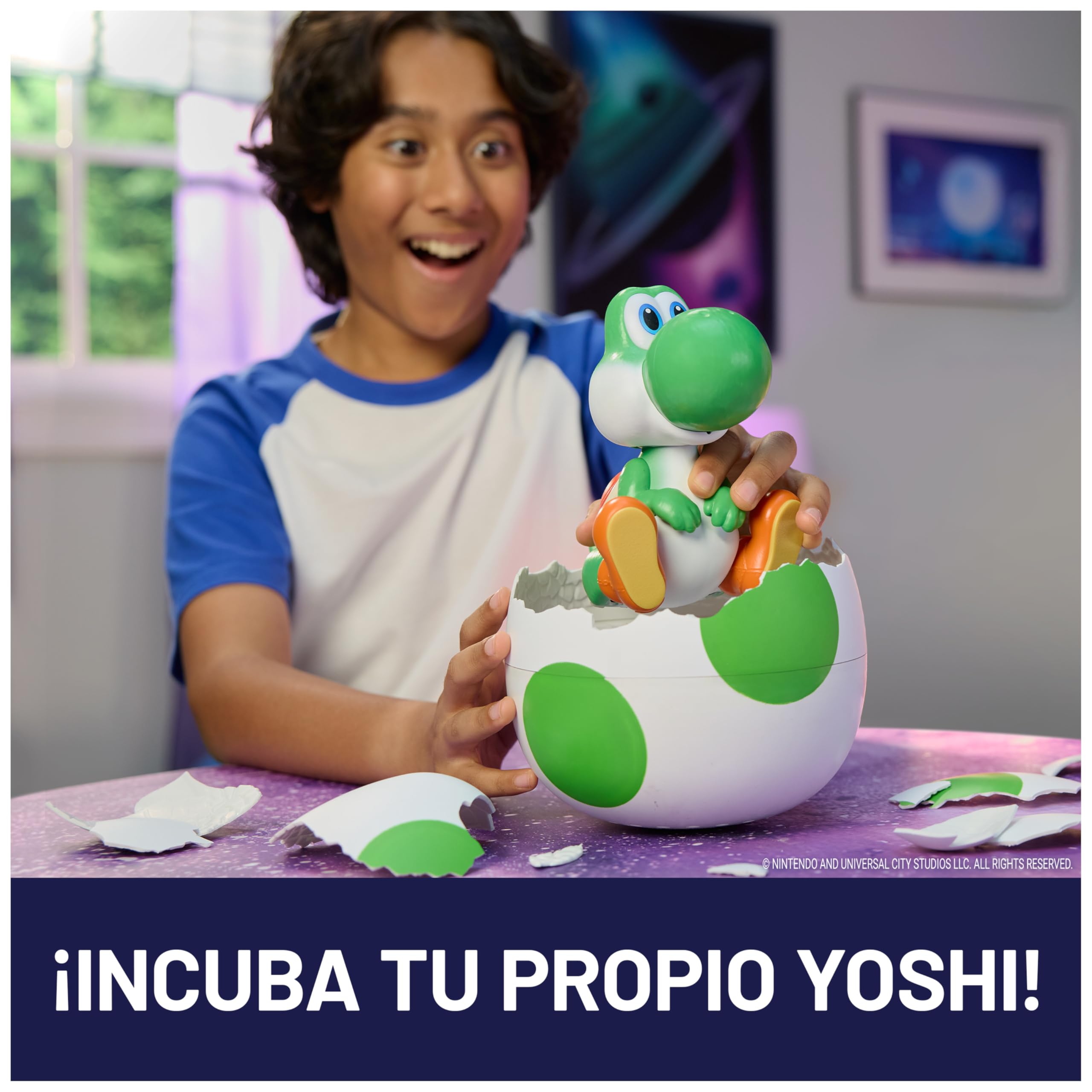 Yoshi - Yoshi Interactivo con Luces Y Sonidos Que Sale del Huevo | Super Mario Galaxy La Película | Mascota Virtual De Mario Bros | Juguetes Niños 4 Años O Más | Regalo Niño 4 Años O Más