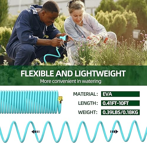 Miniatura 2 de SPECILITE Manguera de jardín de 10 pies, manguera de agua retráctil flexible con pulverizador de función de 8 patrones, manguera plegable en espiral