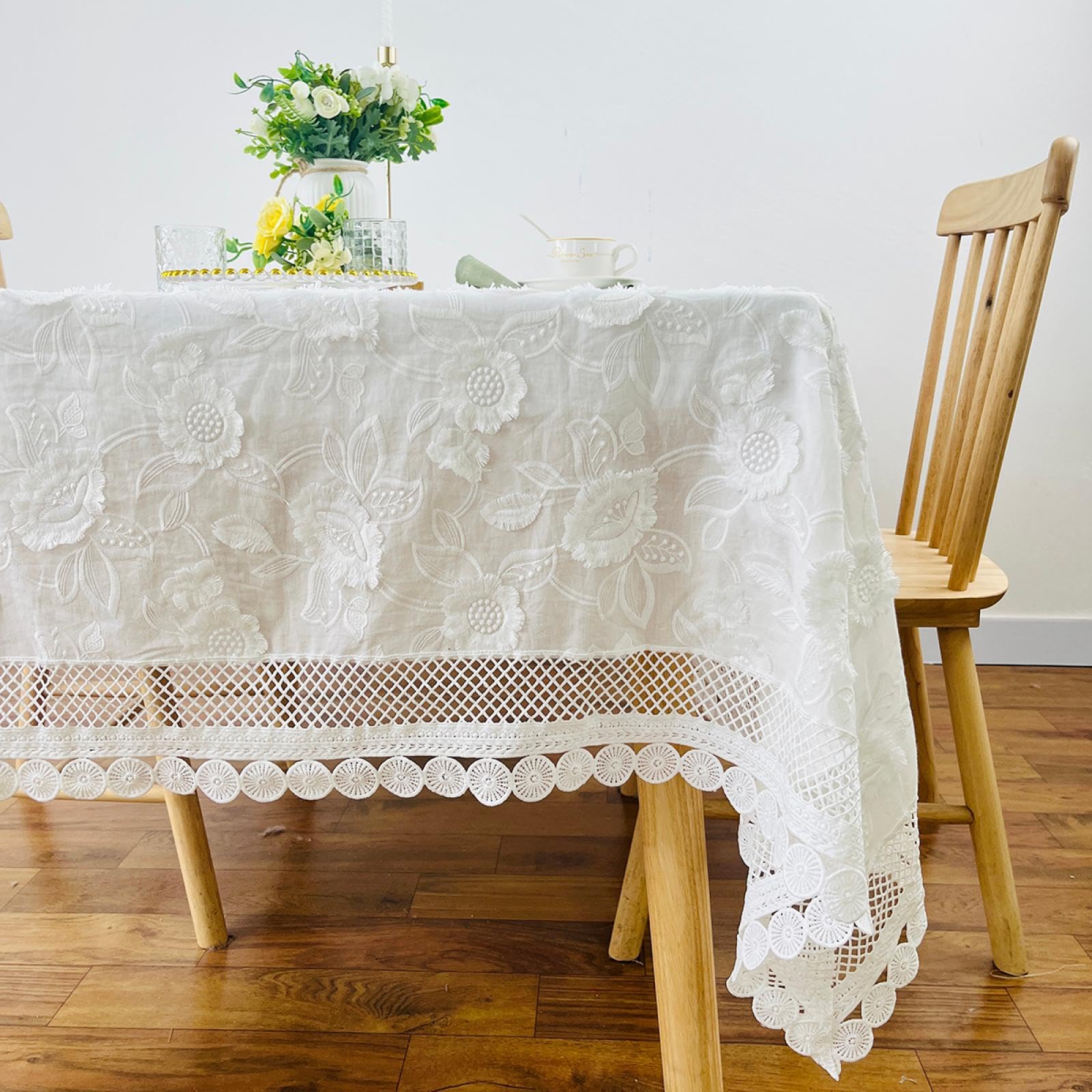 Nappe en dentelle blanche américaine 100x150 cm nappe b de luxe pour table et salon
