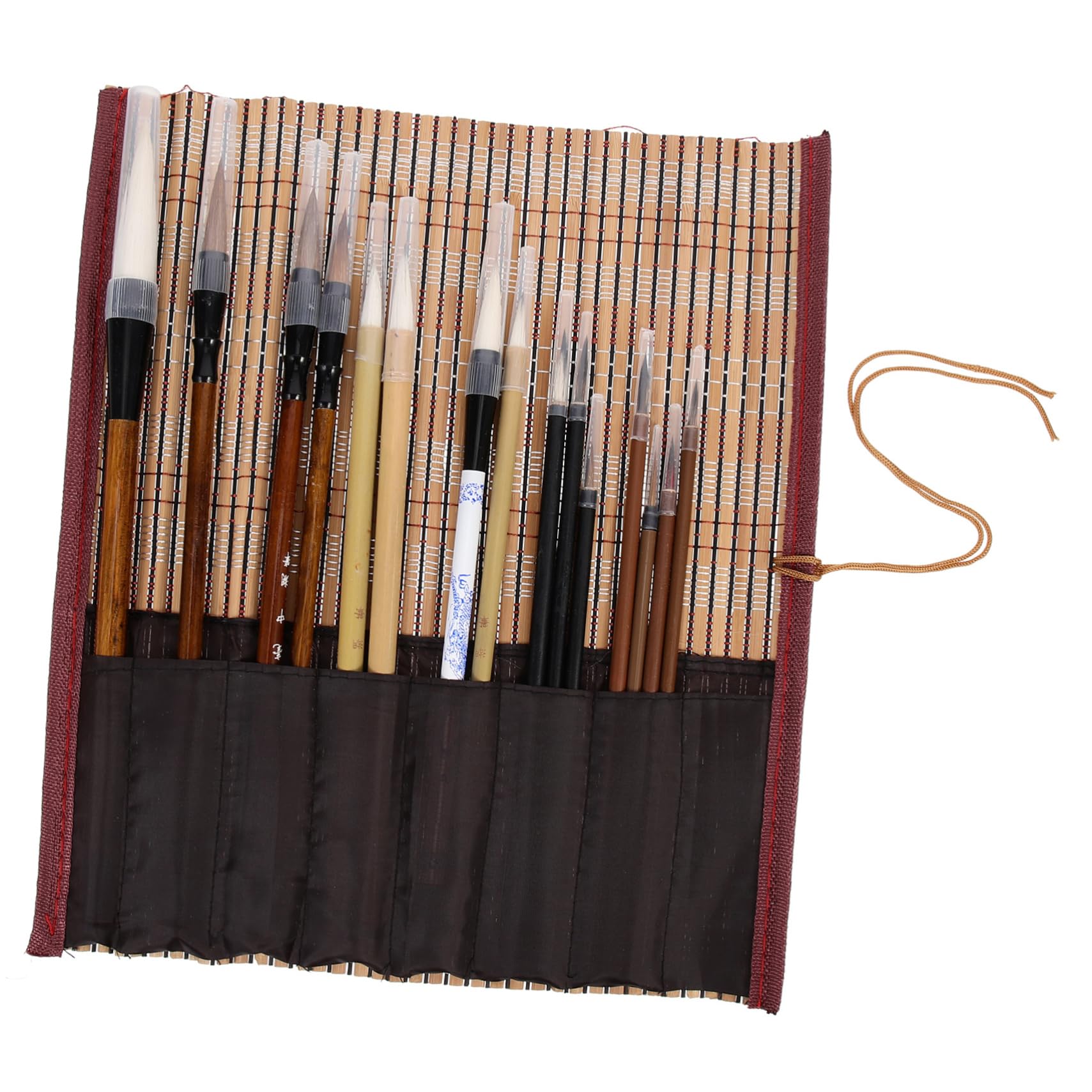 Set Pennelli Calligrafia Cinese 15 Pezzi per Principianti | Legno, Leggero e Portatile, Astuccio Incluso, per Studenti D'arte e Pittura Colore Casuale