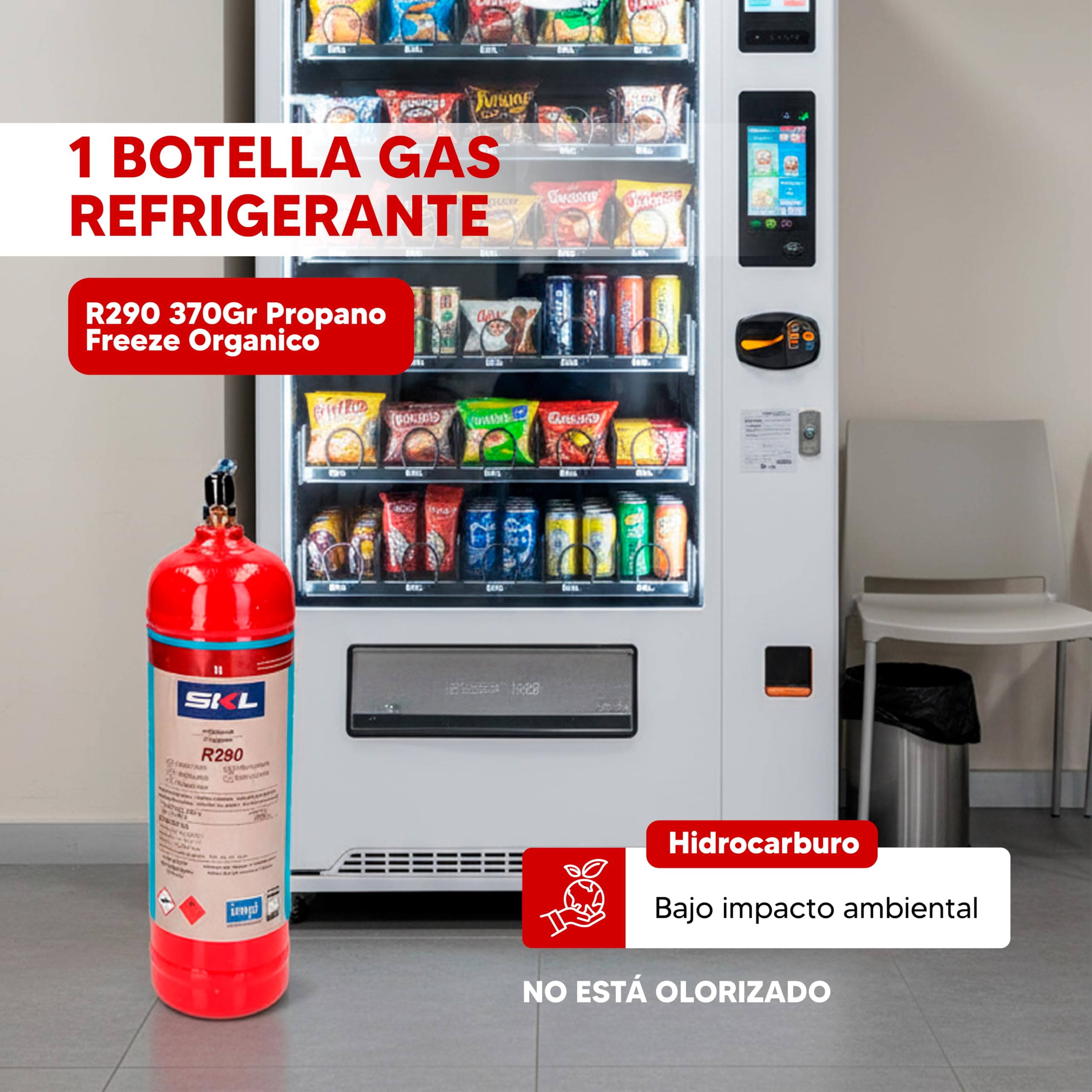 REPORSHOP Botella de Gas Refrigerante R290 Propano Freeze Orgánico de 370 g - Gas Refrigerante de Alta Pureza para Sistemas de Refrigeración - Gas Ecológico con Bajo Impacto Ambiental
