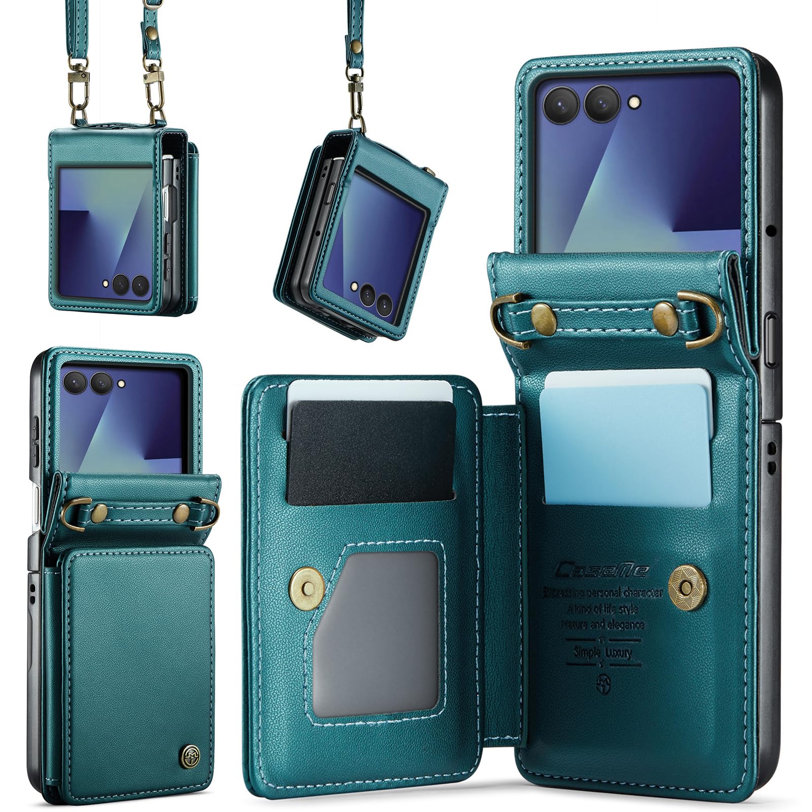 Etui do Samsung Galaxy Z Flip 8 Wallet Case with Blocking RFID i 4 Uchwyt na karty kredytowe, Premium Trwały skórzany uchwyt magnetyczny Kickstand Heavy Duty Anti-Shock Protective Cover.