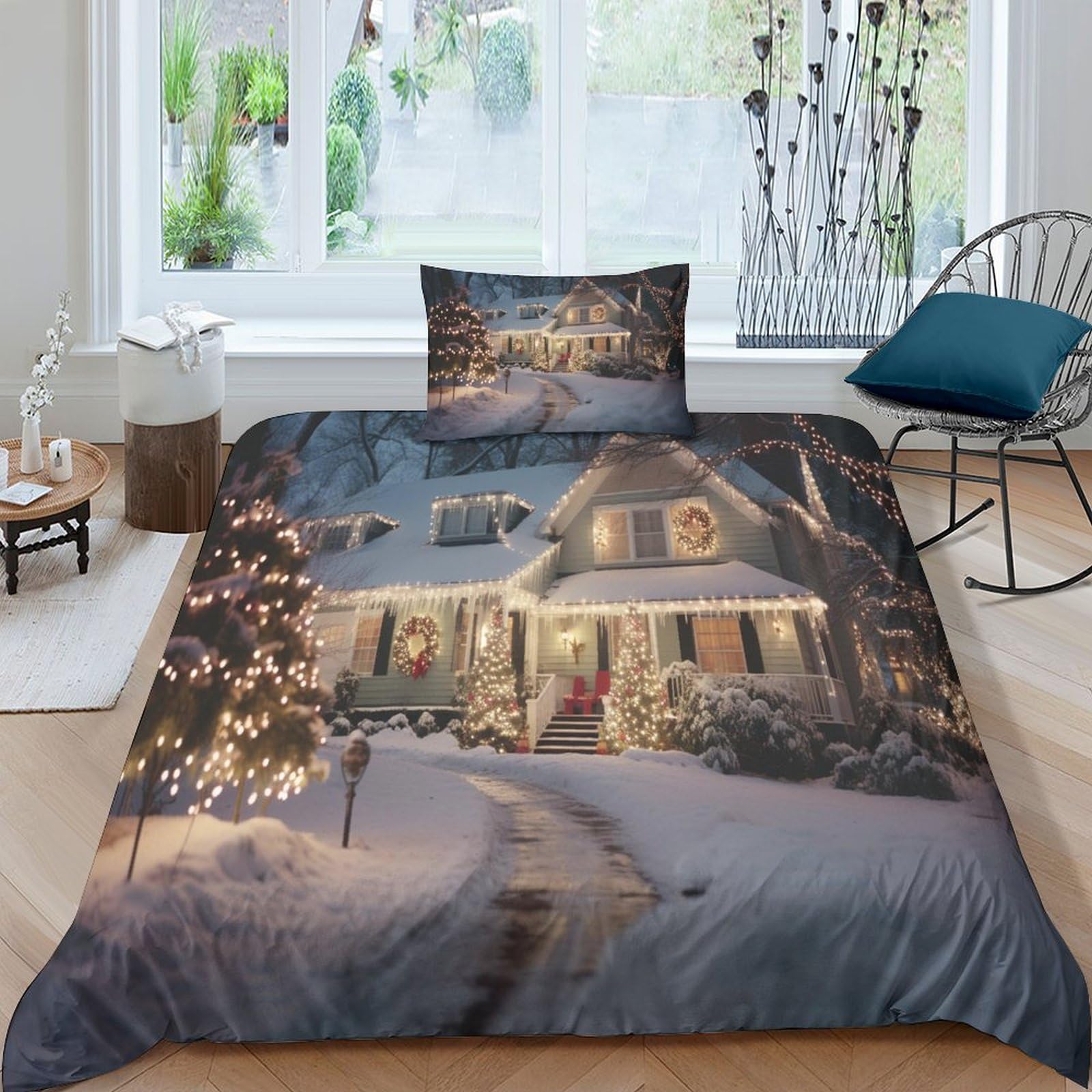 Housse de couette neige en hiver pour transformer votre chambre en un cocon de douceur cosy