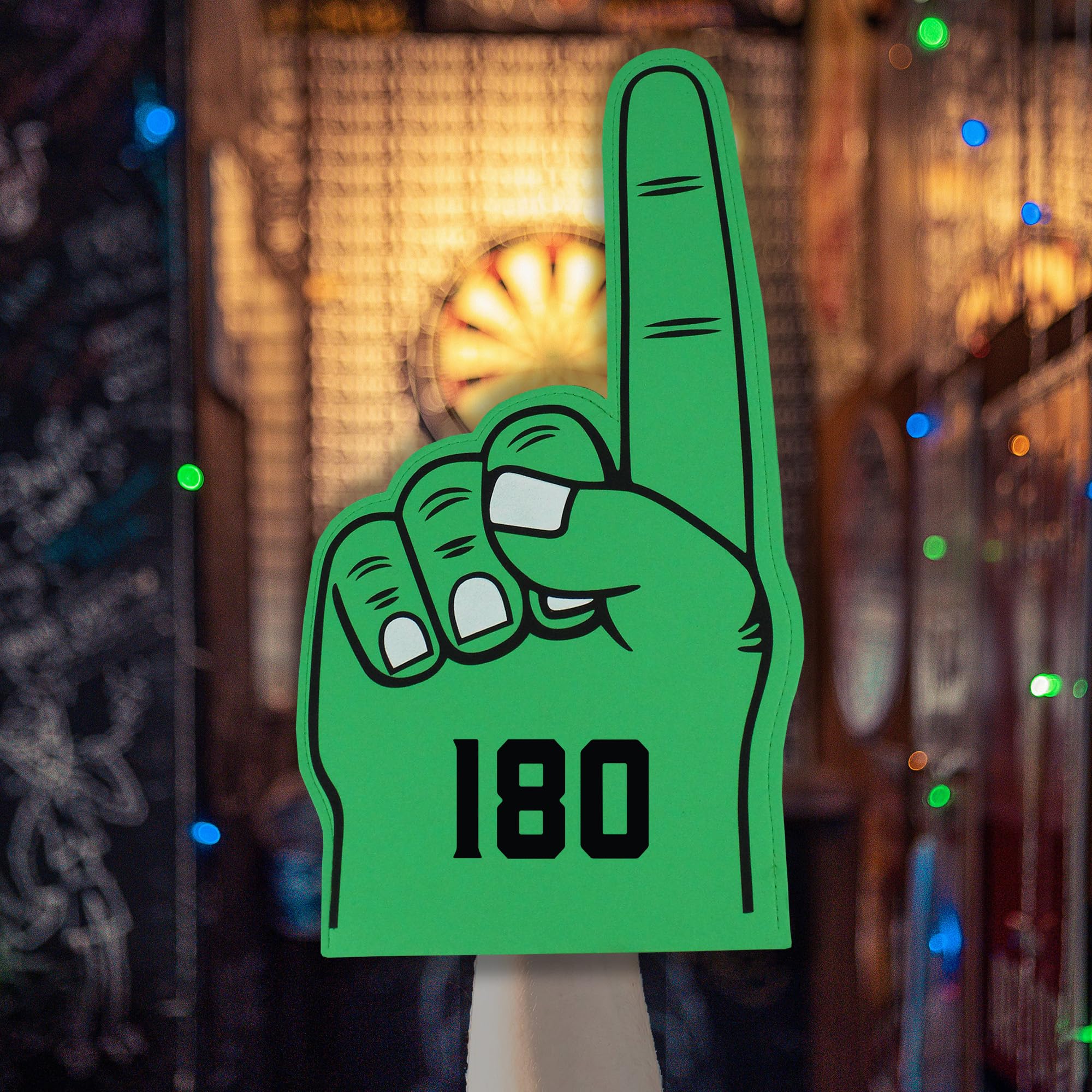 eBuyGB 180 Darts Foam Hand, EVA Big Finger Pointer, Fancy Dress Accessories, 2024 PDC World Darts Championship - Green (Pack of 5)