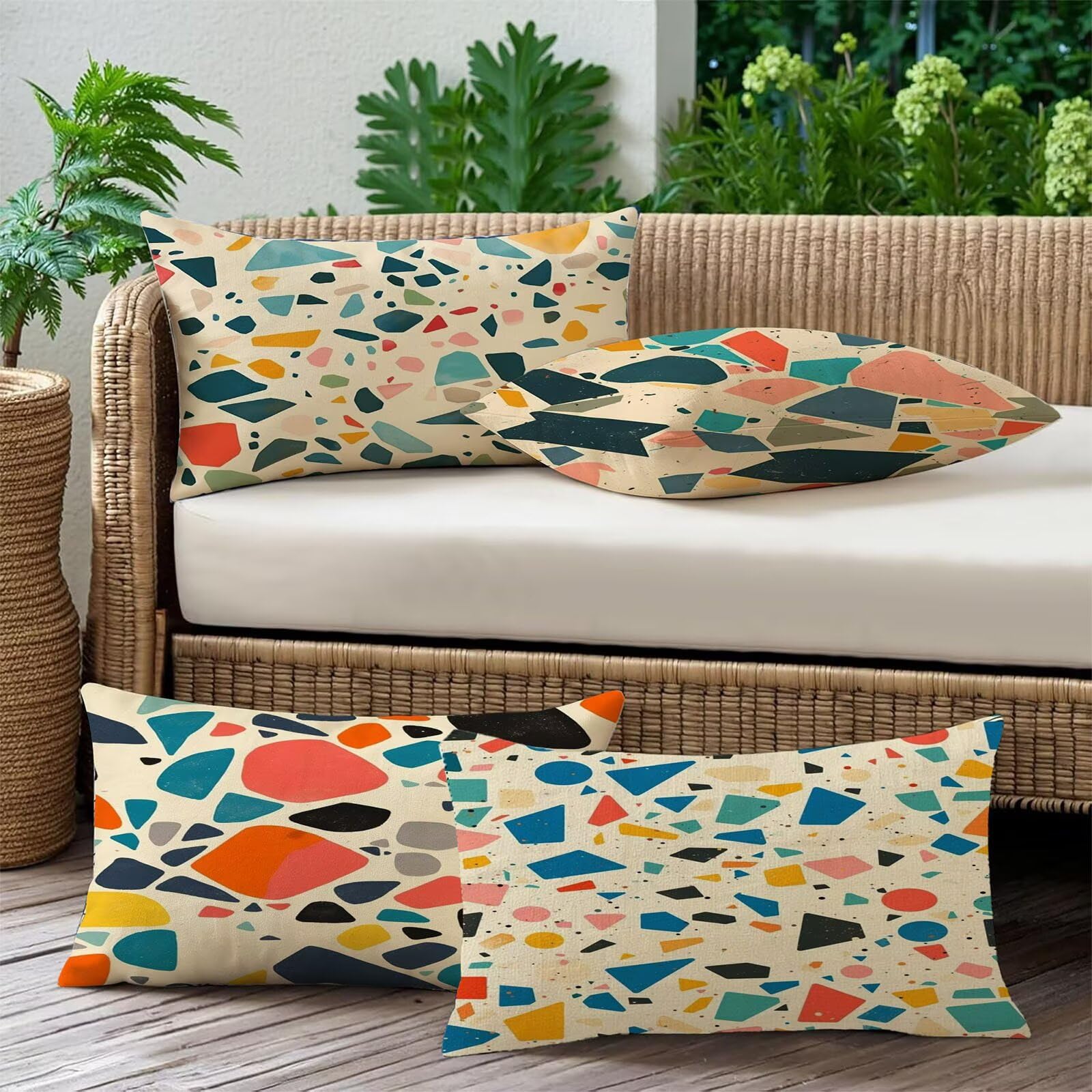 Générique Housse de Coussin 30x50cm Extérieure Imperméable Motif Beige D'extérieur Taie d'oreiller Decoratif Abstrait Housse Coussin pour Jardin Chaise Sofa Canapé Salon Décoration Lot de 4. R-5774