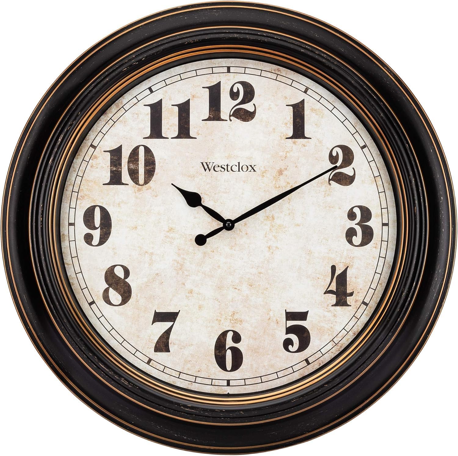 Westclox Traditional Large Wall Clock Battery-Operated Clock for Living Room, Bedroom, Office | Ideal Housewarming Gift (24 Inch, Black-Brown)