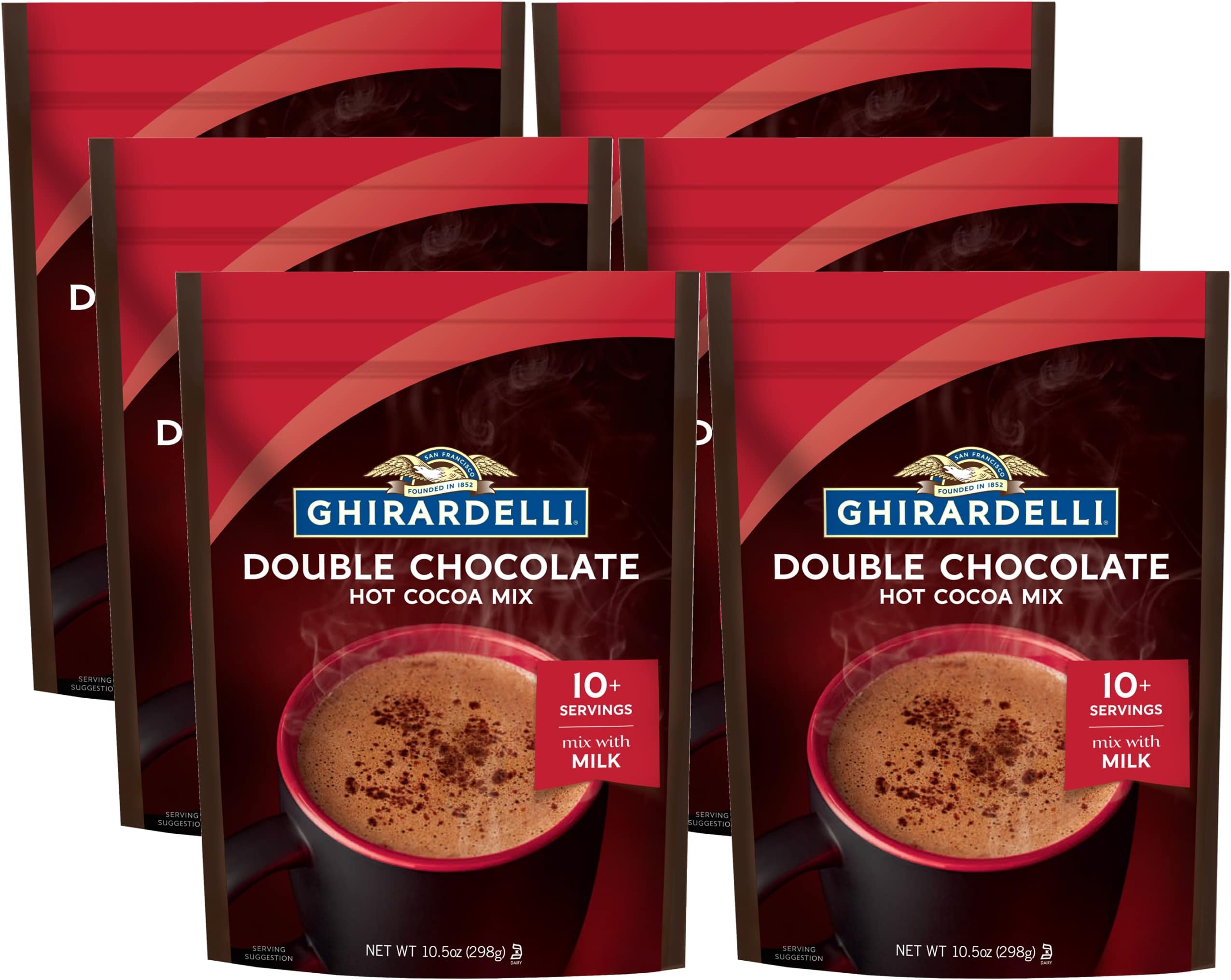 Ghirardelli Double Chocolate Premium Hot Cocoa, 10.5 Ounce - 6 per case.