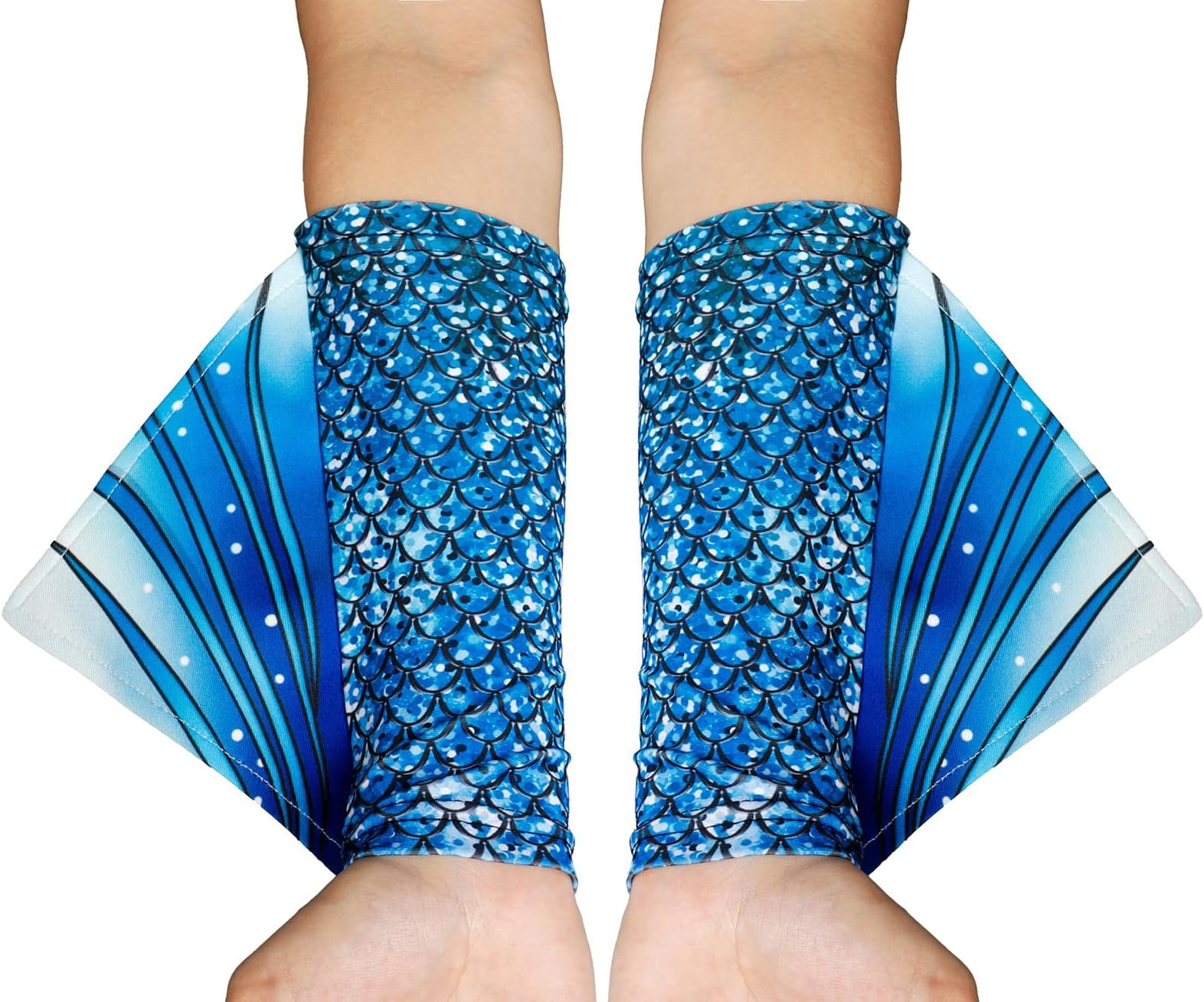 Mermaid Gloves Fish Scale Arm Sleeves Print Fin Halloween Costume Accessories for Women and Girls