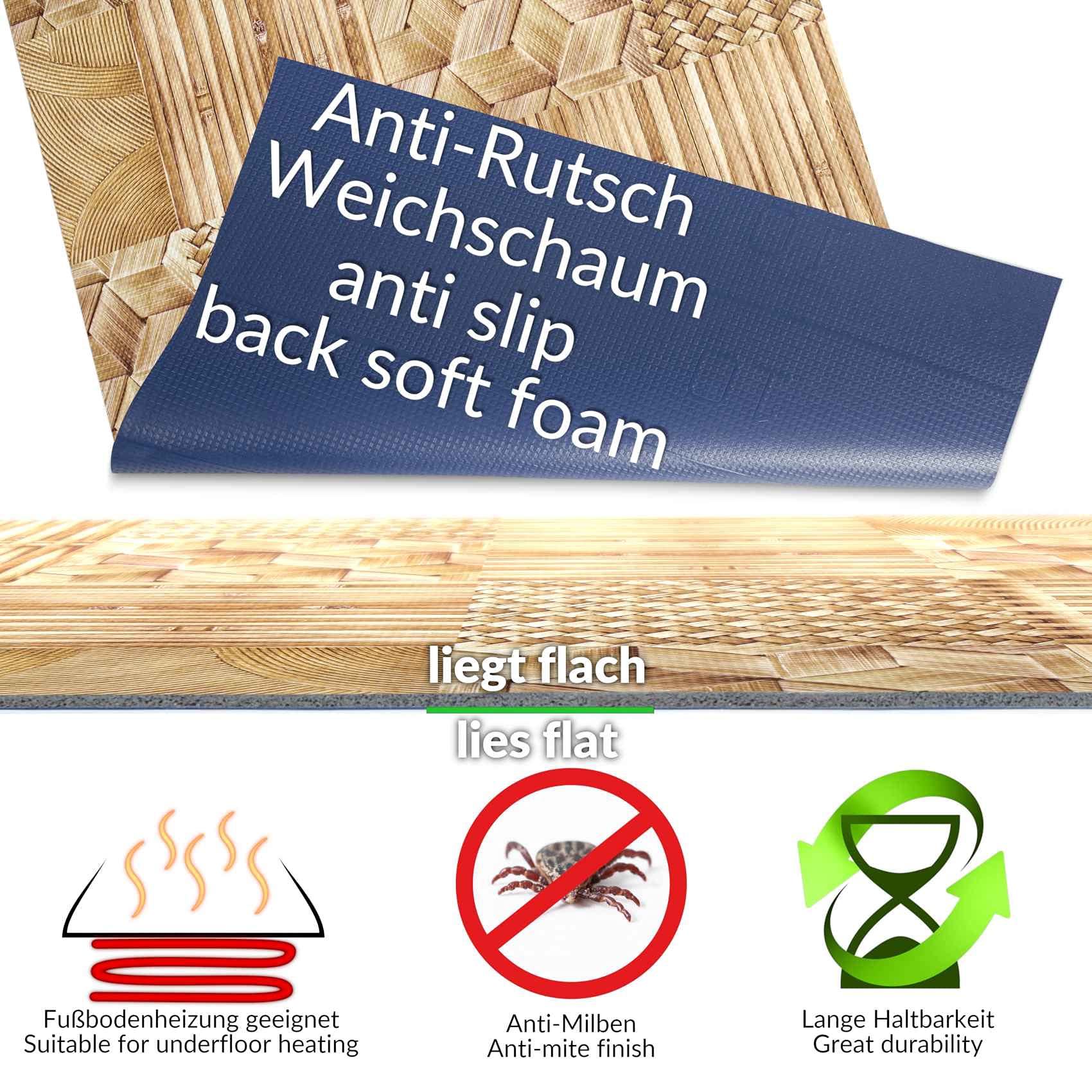Laagpolige - Hanro - Keuken - Grijze - Met antislip - Vloerkleed Laagpolige - Hanro - Keuken - Grijze - Met antislip - Vloerkleed