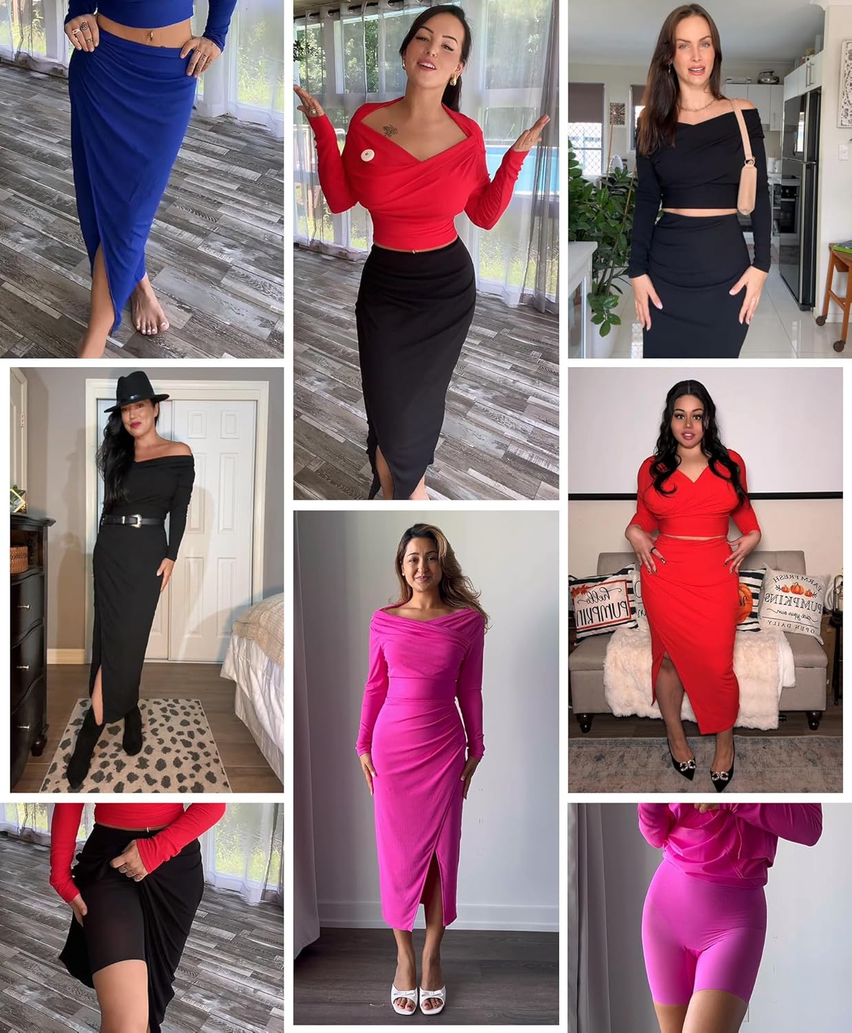 Popilush Midi Skirt with Built in Shapewear Split High Waisted Bodycon A Line Skirts for Women Slit Slim Long Skirt - Image 2