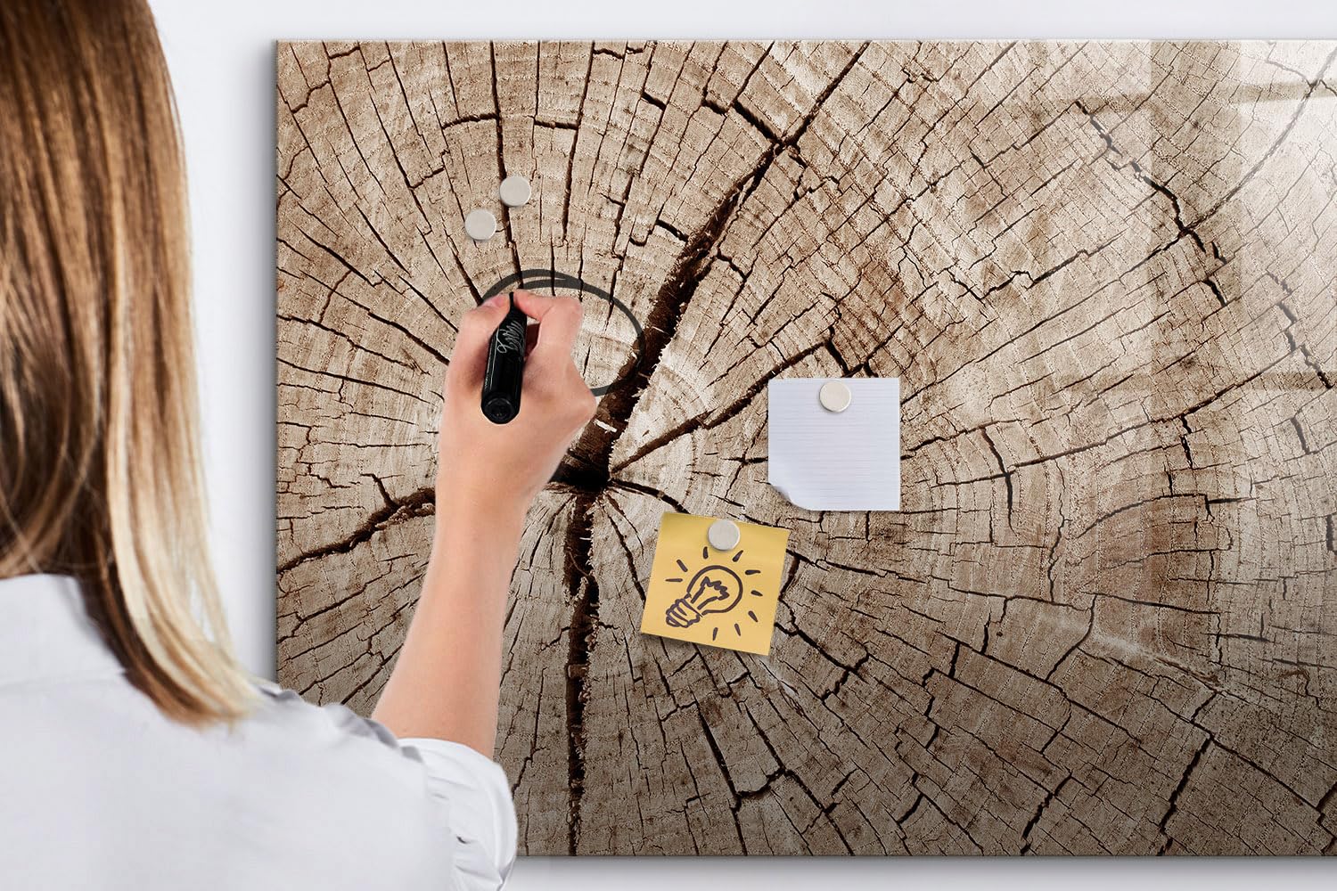 Pizarra de vidrio decorativa 100x70 cm | Viejo tocón de madera