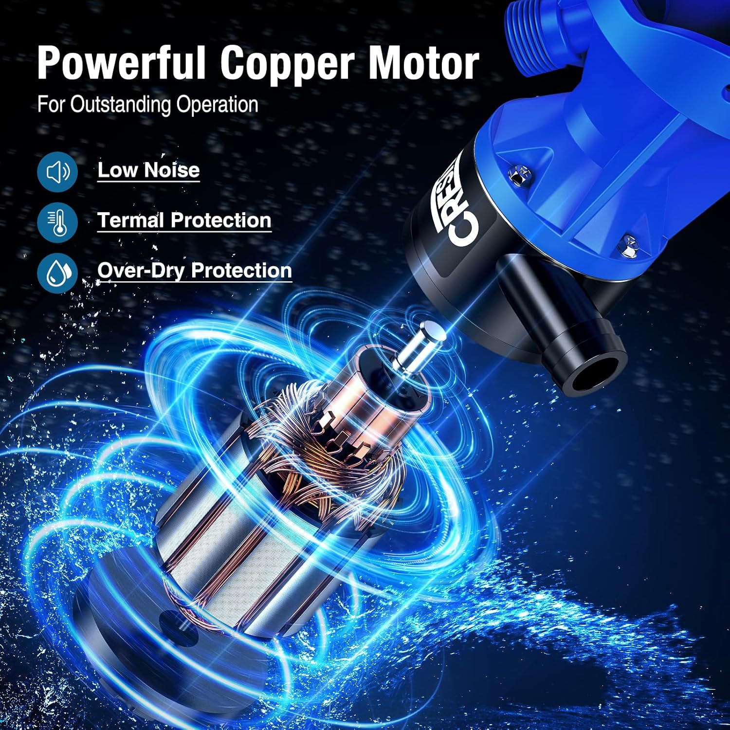 CrestWave RV Macerator Pump - Fast 4-Minute Emptying for RV & Boat Tanks | 12GPM, 10FT Lift | 12V 144W Copper Motor, SK5 Blades, Full Protection Kit | Hose Included