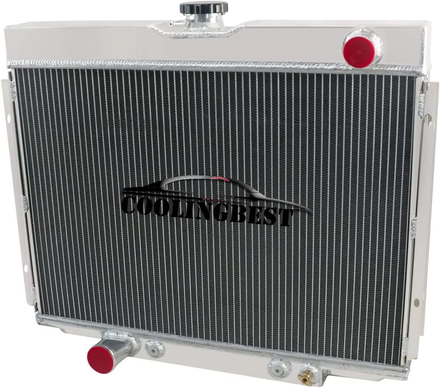 4 Row Aluminum Radiator for 1967-1970 Ford Fairlane Falcon Mustang Ranchero, Mercury Cougar L6 V8