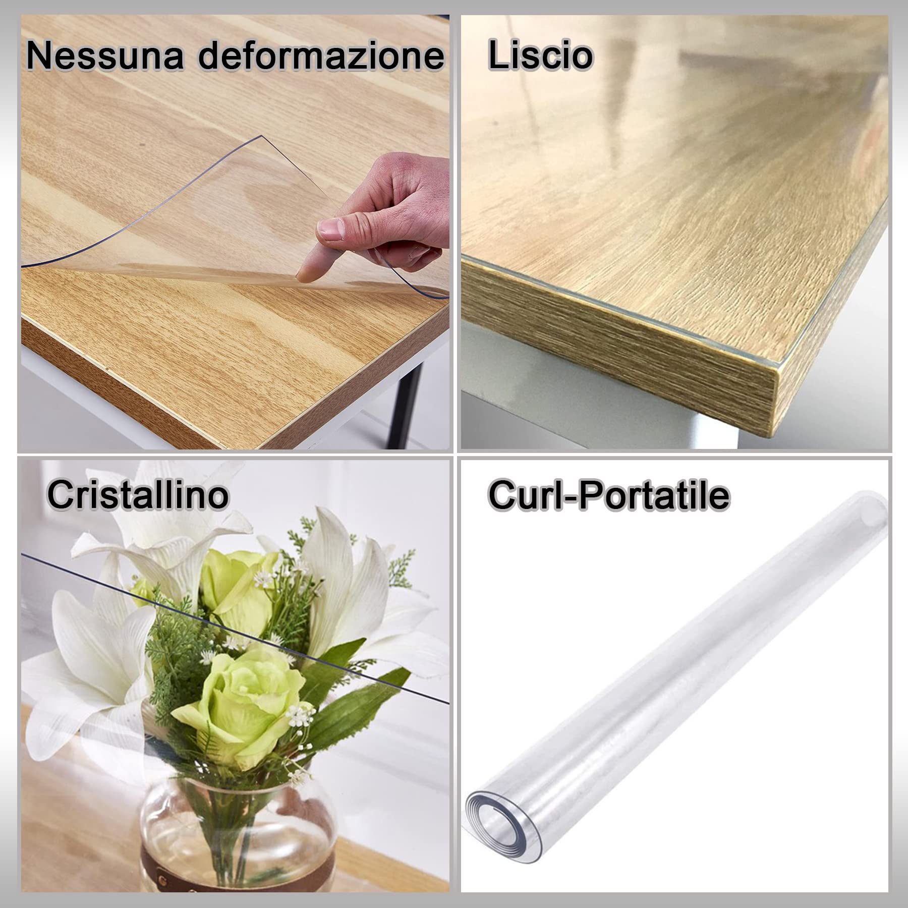 Tovaglia Trasparente Plastificata - Copritavolo PVC Effetto Vetro, Protettiva e Lavabile (90 x 140 cm