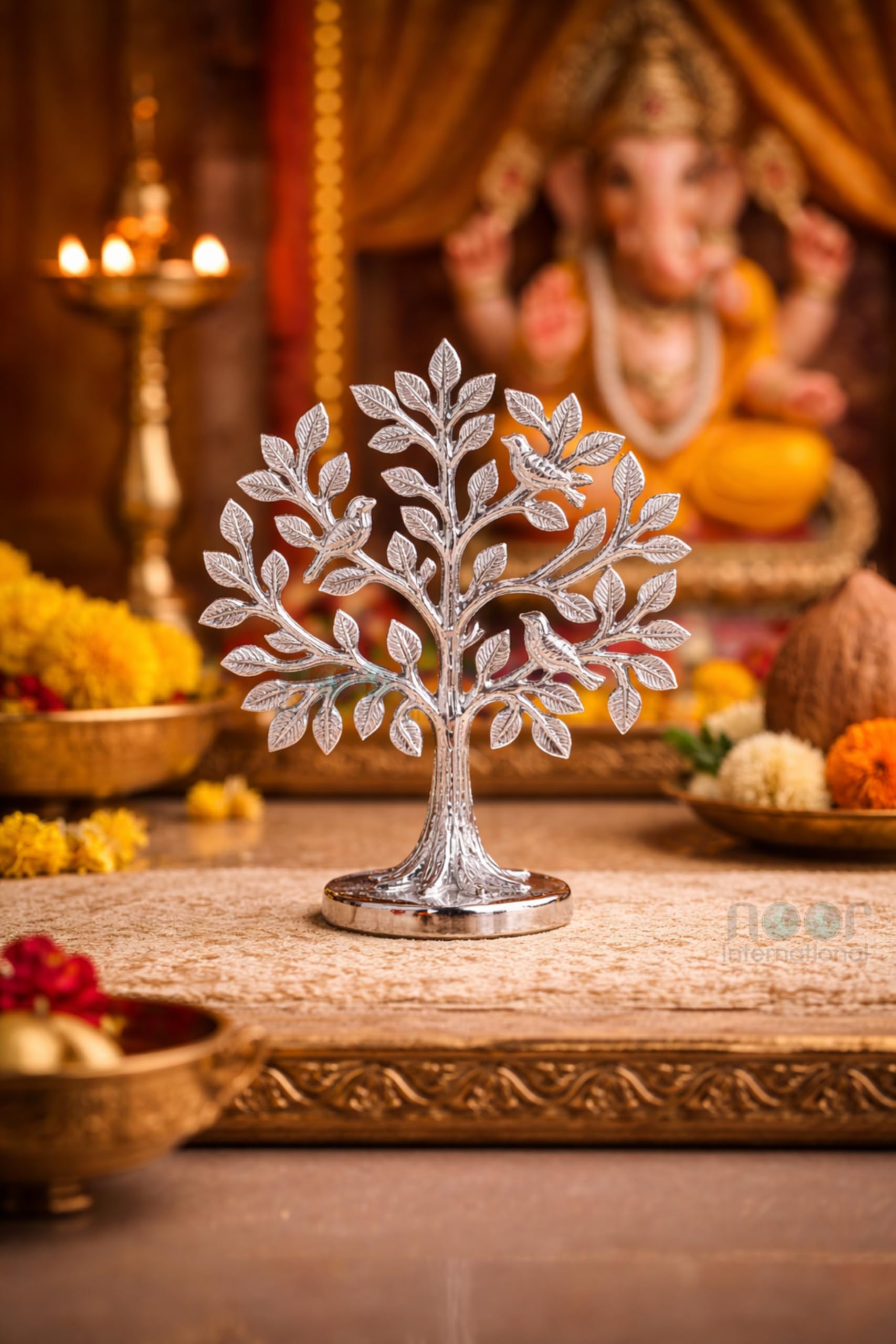 Silver Kalpvriksh Tree Sculpture - Tree of Life Decor -3