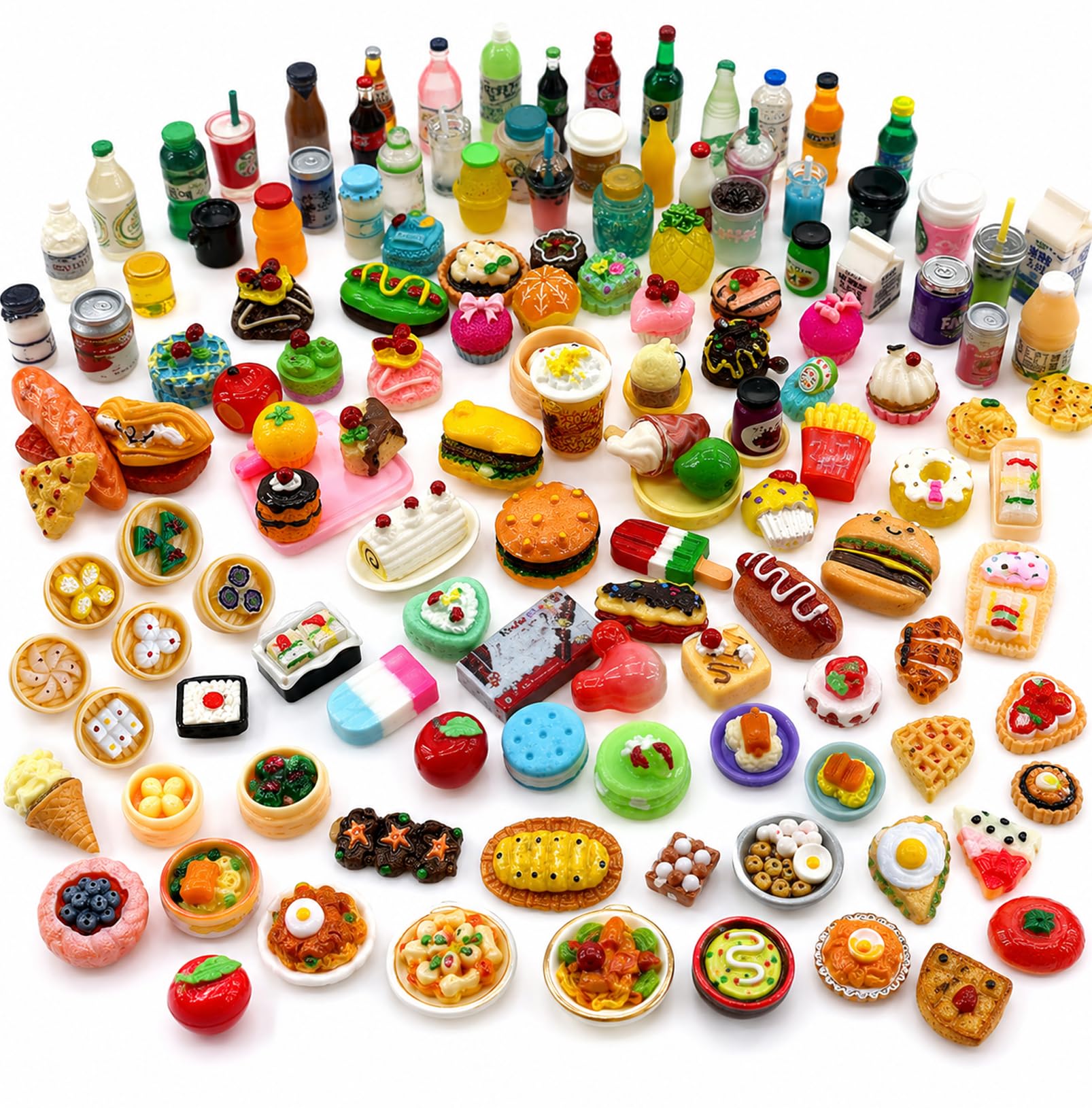 100 Pcs Mini Food, Mini Fill The Fridge, Random Assortment Of Doll House Accessories