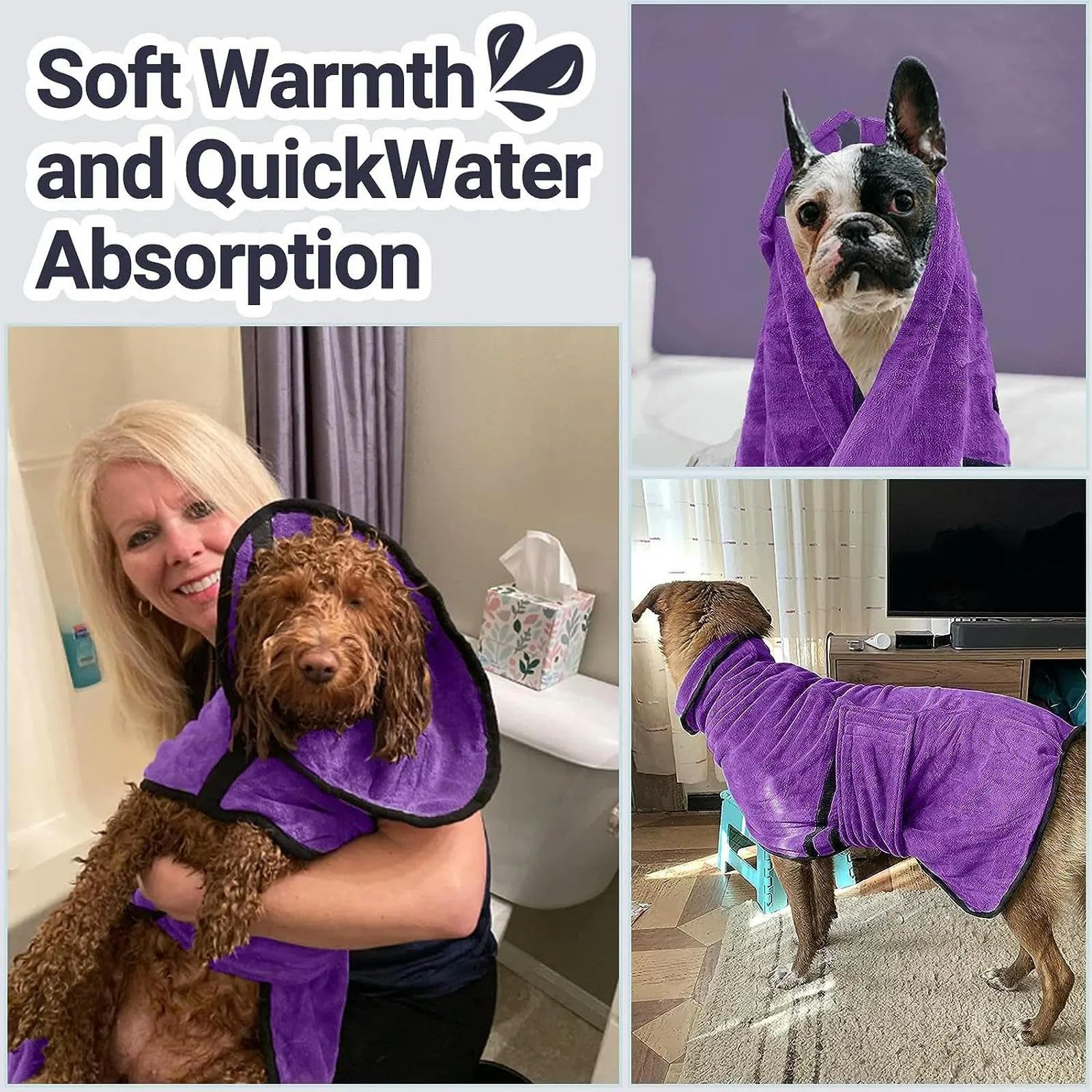 Peignoir pour Chien Serviette Sèche - Linge pour Chien Séchage Rapide Serviette De Bain en Microfibre Confort Premium Absorbant Serviette De Beauté pour Chien Serviette De Plage