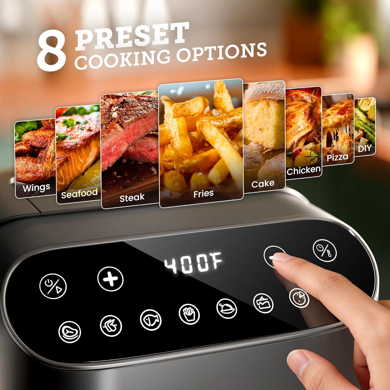 Kismile 5QT Glass Air Fryer, BPA-Free Non Toxic AirFryer with Digital Touch Control, 1500W Portable Airfryer, Dishwasher Safe Basket, Up to 400°F, Cooks with 95% Less Oil(Black)