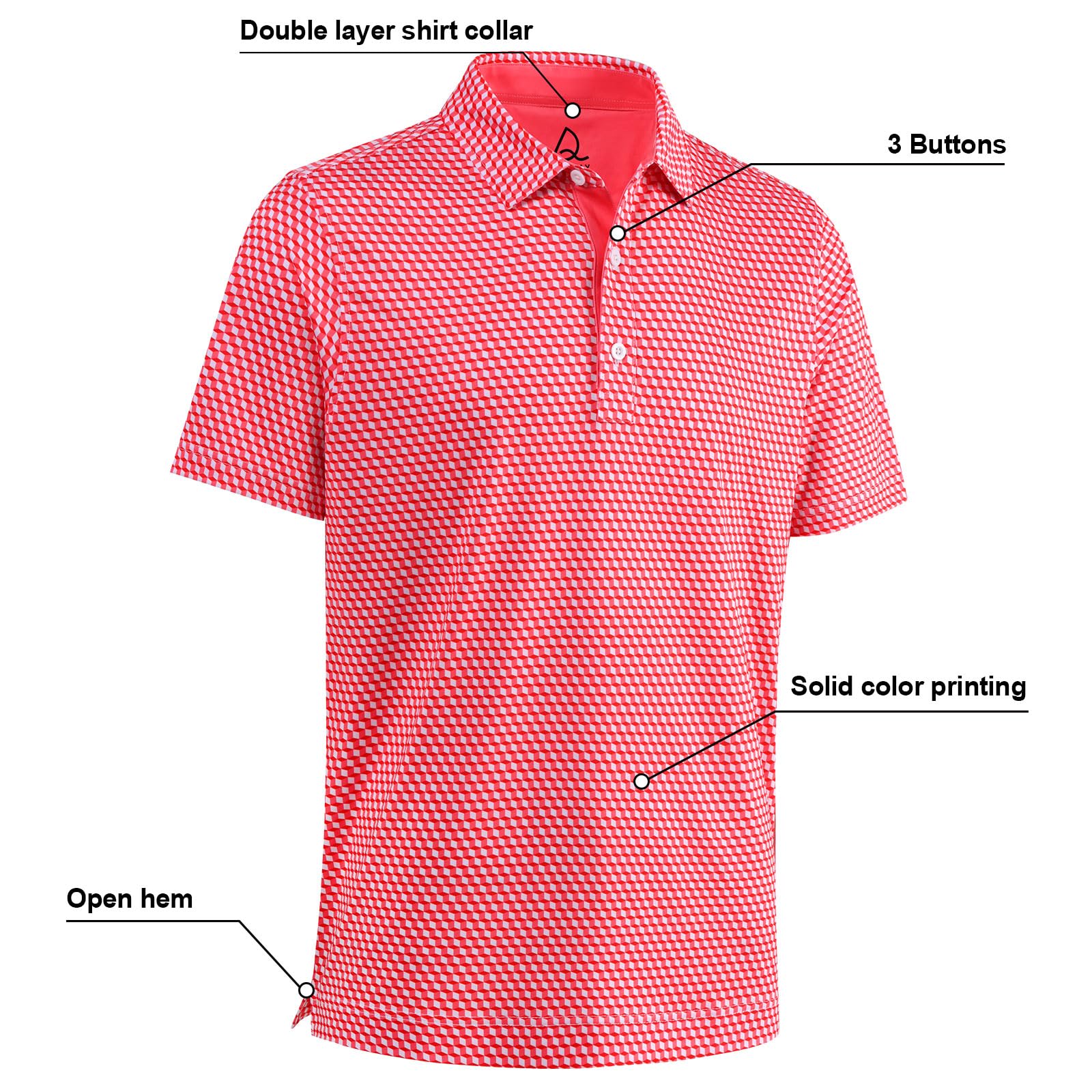 DEOLAX Polo para hombre, estampado de moda, camiseta de golf para hombre, ajuste seco, manga corta, secado rápido, divertida camisa de golf para hombre
