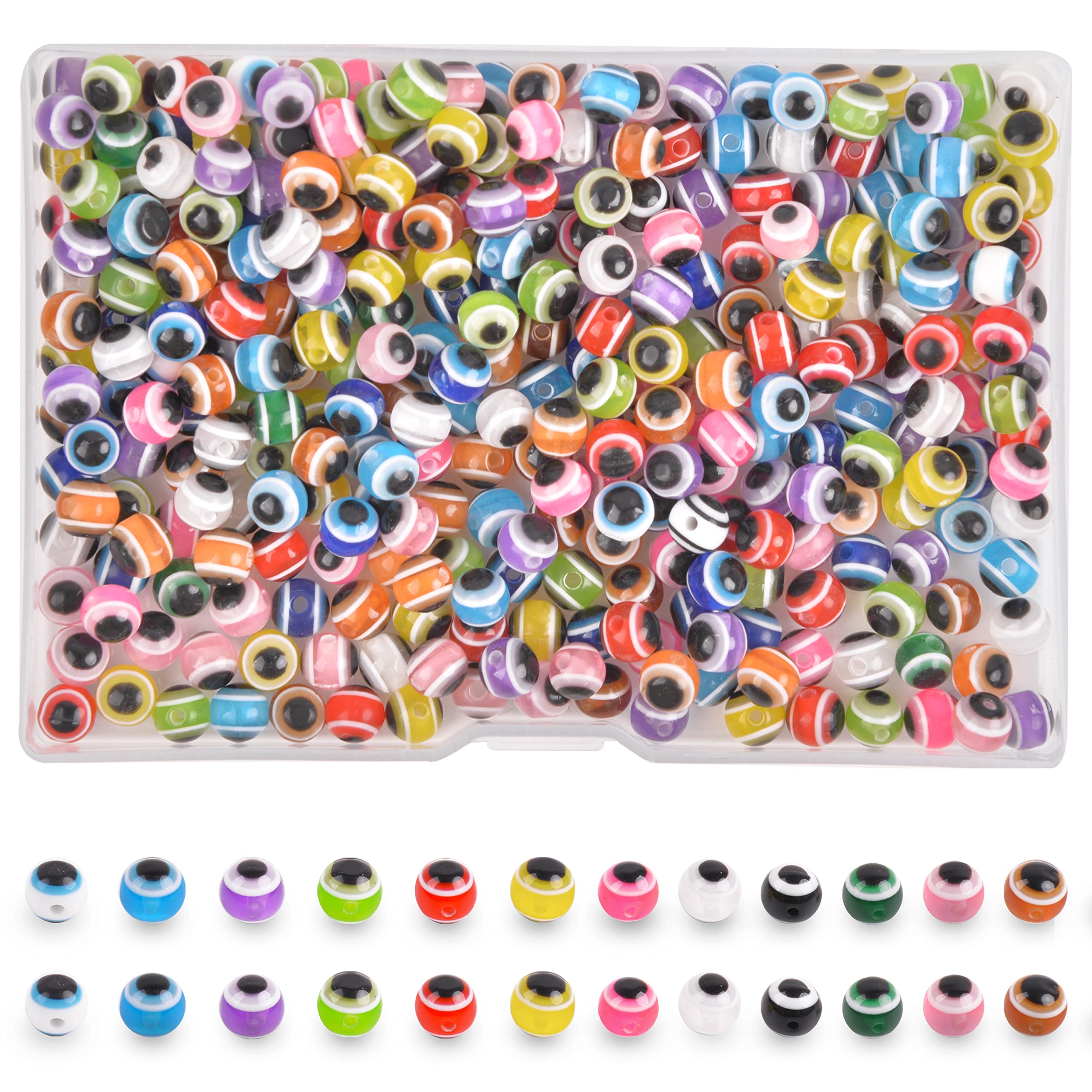 SILANON Fishing Eye Beads Assorted Set, Mixed Color Fishing Line Beads Bait Eggs Round Plastic Fishing Rig Beads Kit for Fishing Lures Texas Carolina Rig Freshwater Saltwater 5mm/6mm/8mm/10mm