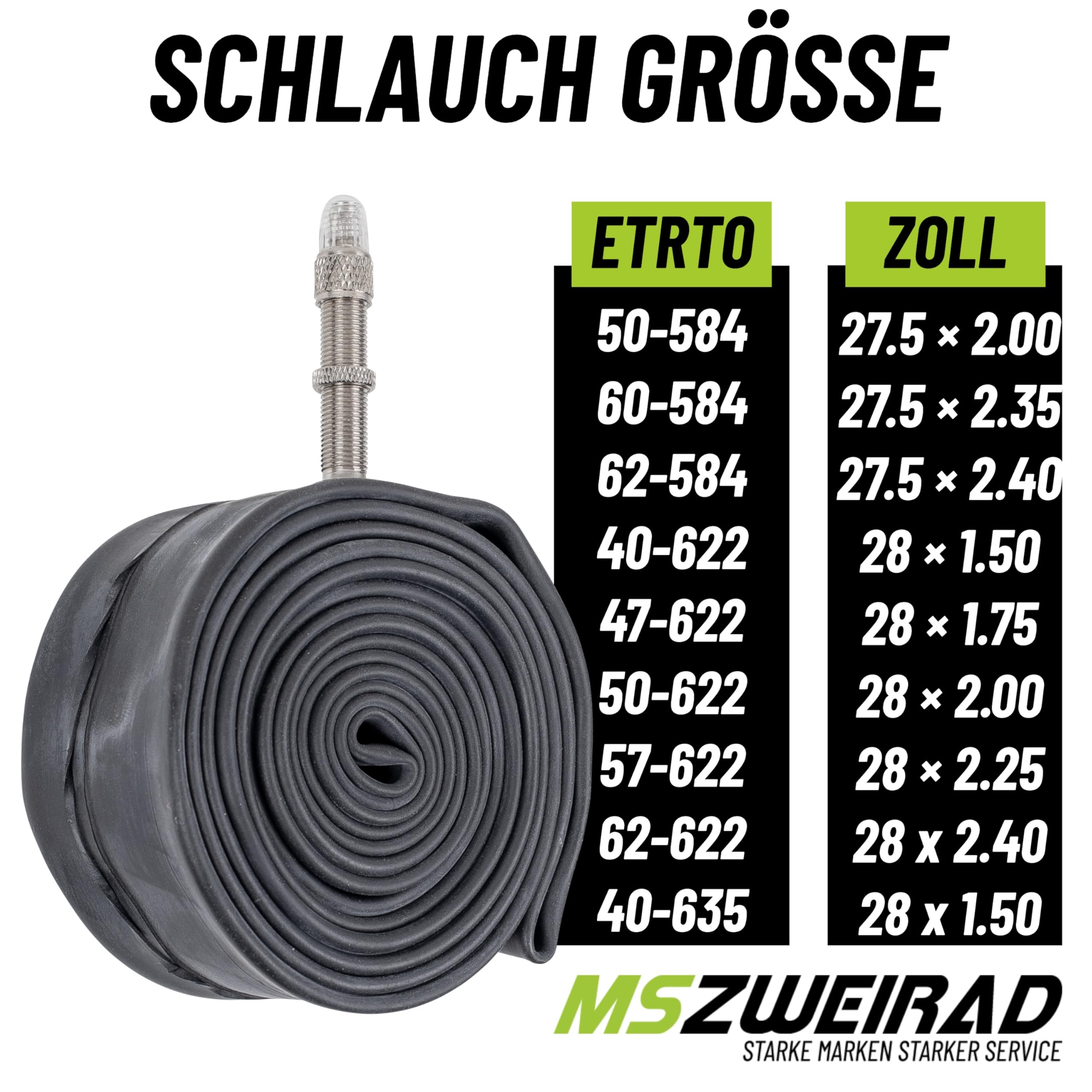 Lot De 2 Chambres à Air Schwalbe SV 19 27,5/28/29″ – Valve 40 Mm, ETRTO 40/62-584/635, +3 Démonte-pneus MSZweirad