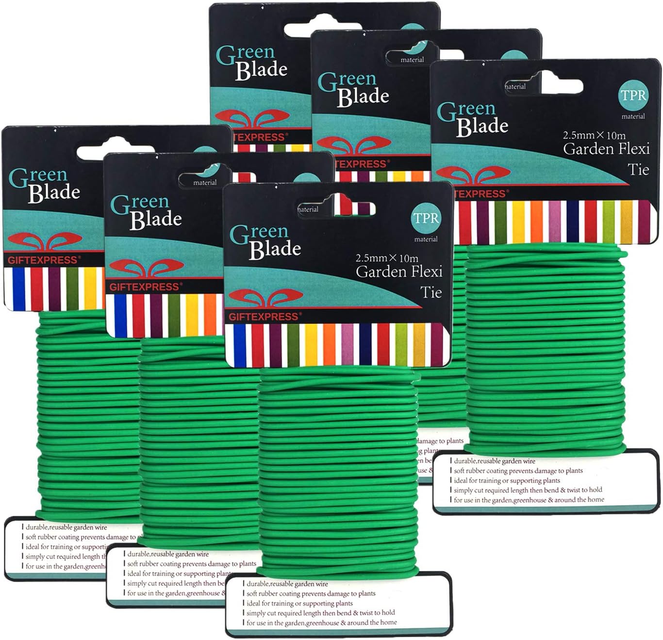 GiftExpress Pack of 6 Garden Soft Wire Tie, 32.8' ea