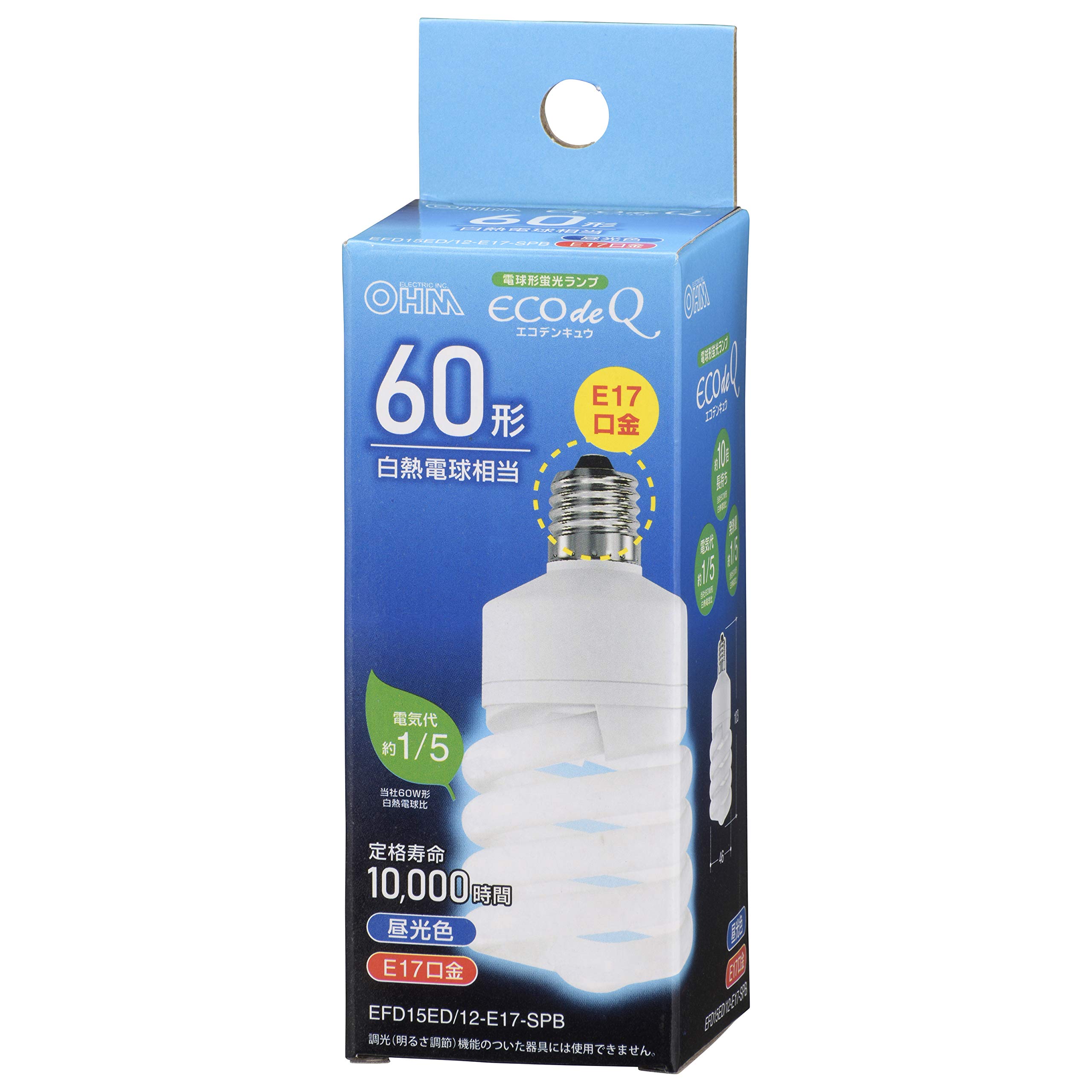 ECO de Q 60形 蛍光灯 EFD15/12-E17-SPB 16個セット Amazon.co.jp: オーム電機 電球形蛍光灯 スパイラル形 E17 60形相当